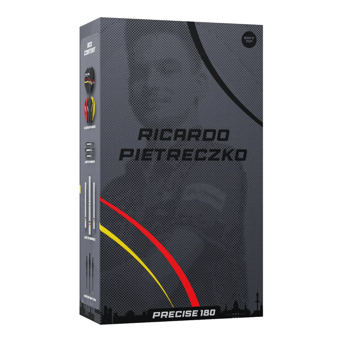Freccette morbide di precisione 180 Ricardo Pietreczko GEN1 Abgebildet sind die Precise 180 Ricardo Pietreczko GEN1 Softdarts. Sie eignen sich ideal für Präzisionswürfe im Softdart-Bereich.