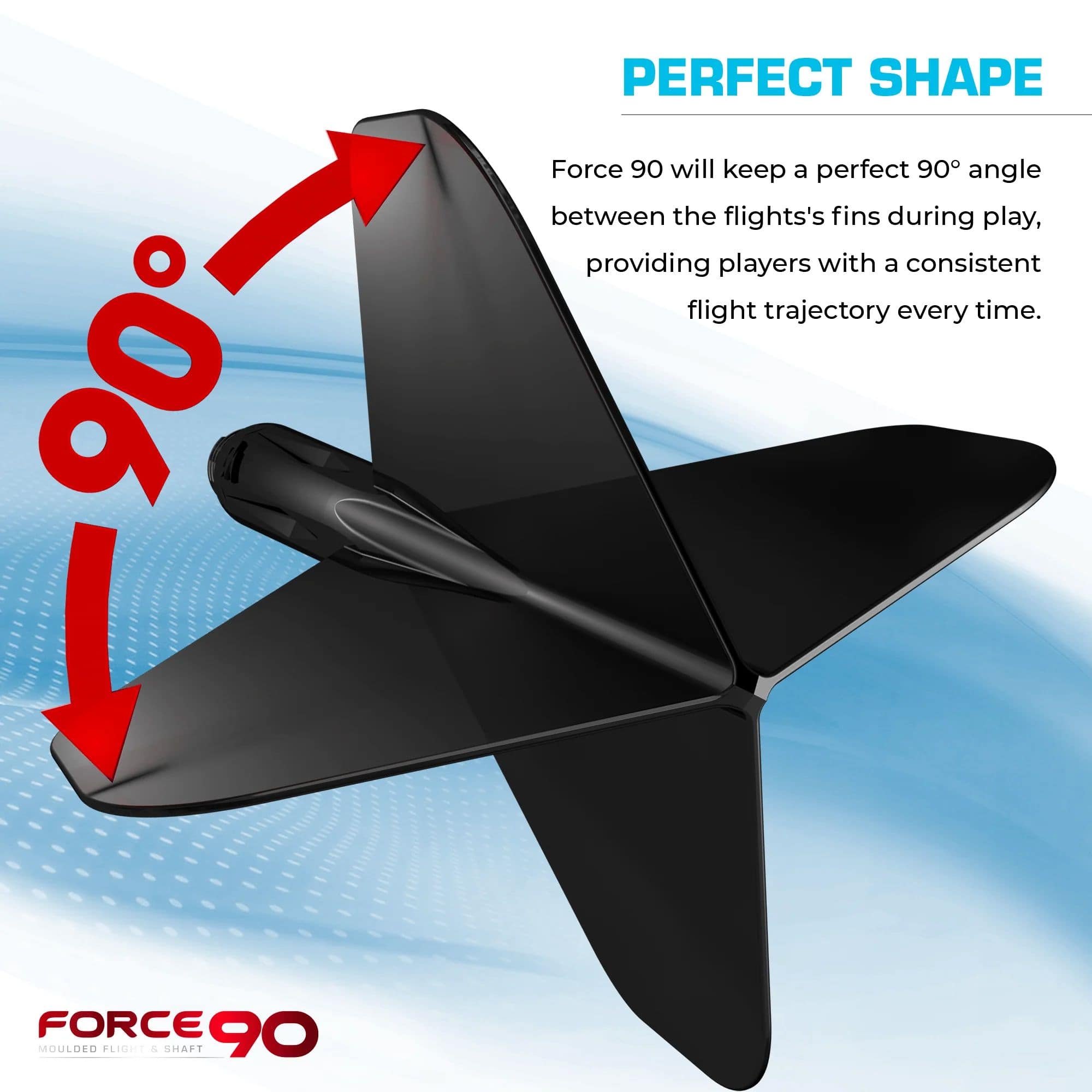 Sistema di alberi di volo Mission Force 90 No6 - Nero Das Bild zeigt das Mission Force 90 No6 Flight-Shaft-System in klarer Ausführung. Das System hält einen perfekten 90°-Winkel zwischen den Flügeln für eine konstante Flugbahn.