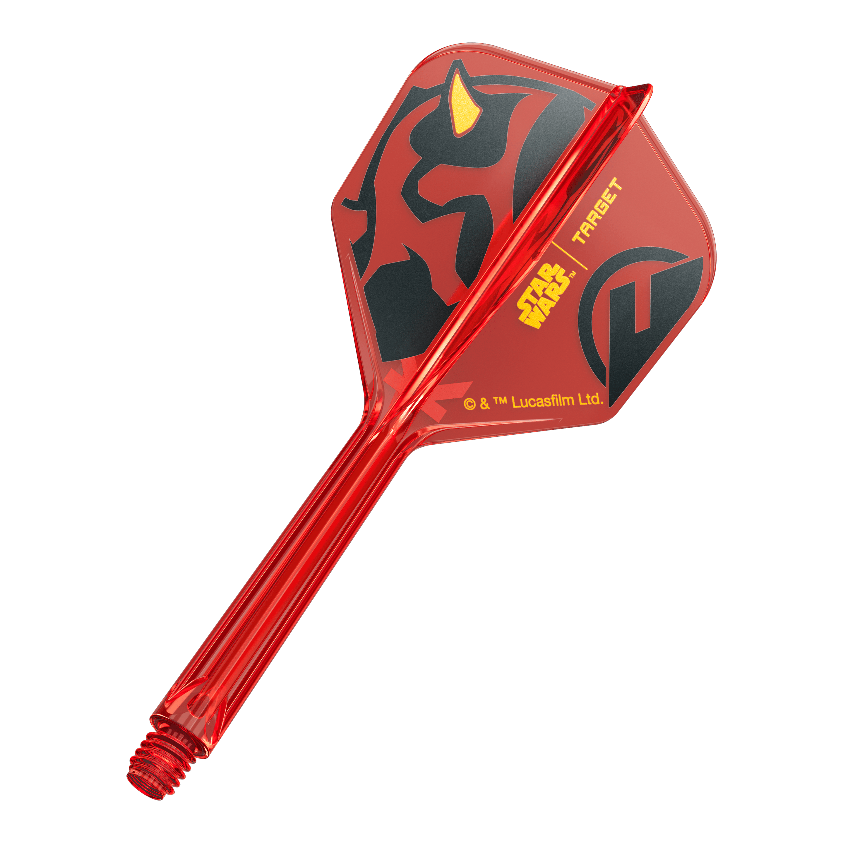 Voli Target Star Wars K-Flex Darth Maul No6 Ein einzelner Dartflight mit dem Titel '410522_Target_StarWars_KFlex_DarthMaul_No6_Flights_Medium_33mm_1'. Das Bild zeigt ein Star Wars Motiv im Darth Maul Design in mittlerer Größe.