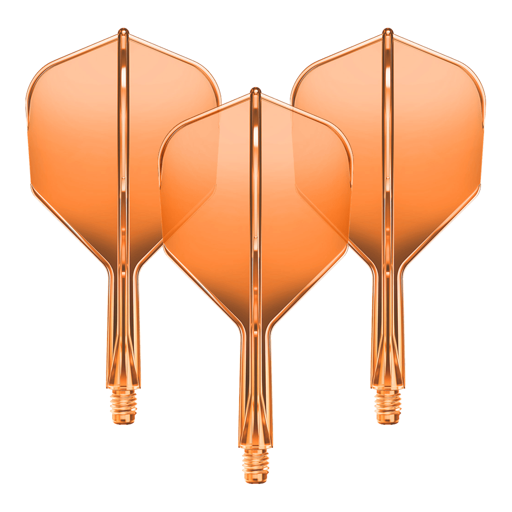 Sistema di albero di volo GOAT A1R No6 - Arancione neon Gezeigt wird ein Flight-Shaft-System für Darts in Neonorange mit einer Länge von 19mm. Das Set gehört vermutlich zur GOAT A1R No6 Serie.