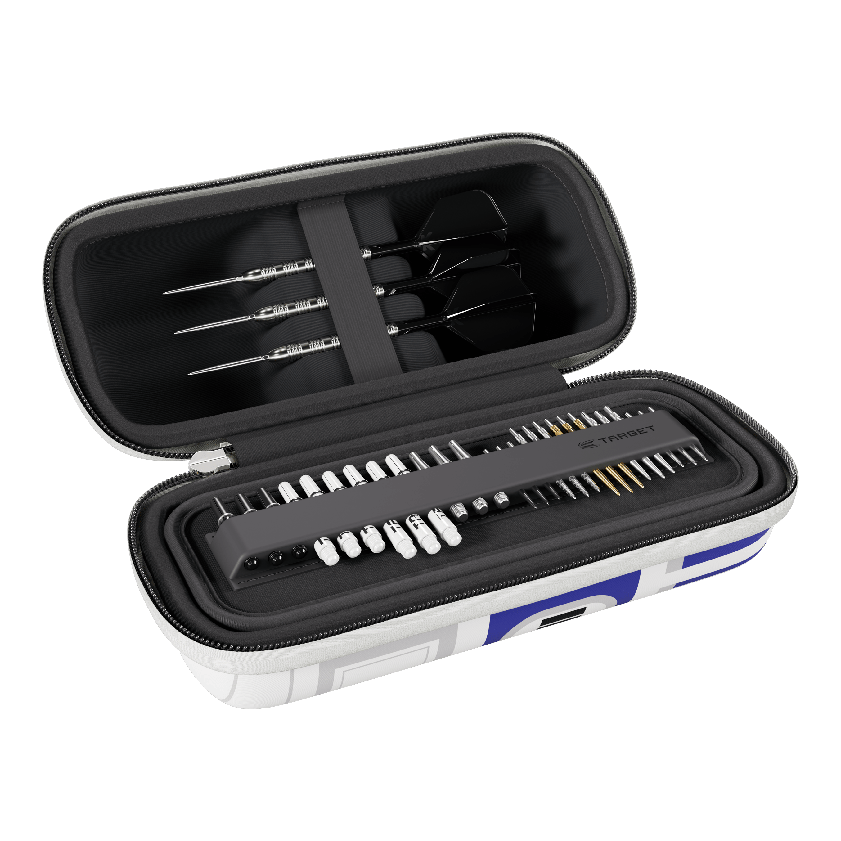 Portafreccette Target Star Wars Boa - R2D2 Hier sieht man das Target Star Wars Boa Dartcase - R2D2. Die Aufbewahrungstasche ist im Stil von R2D2 gestaltet.