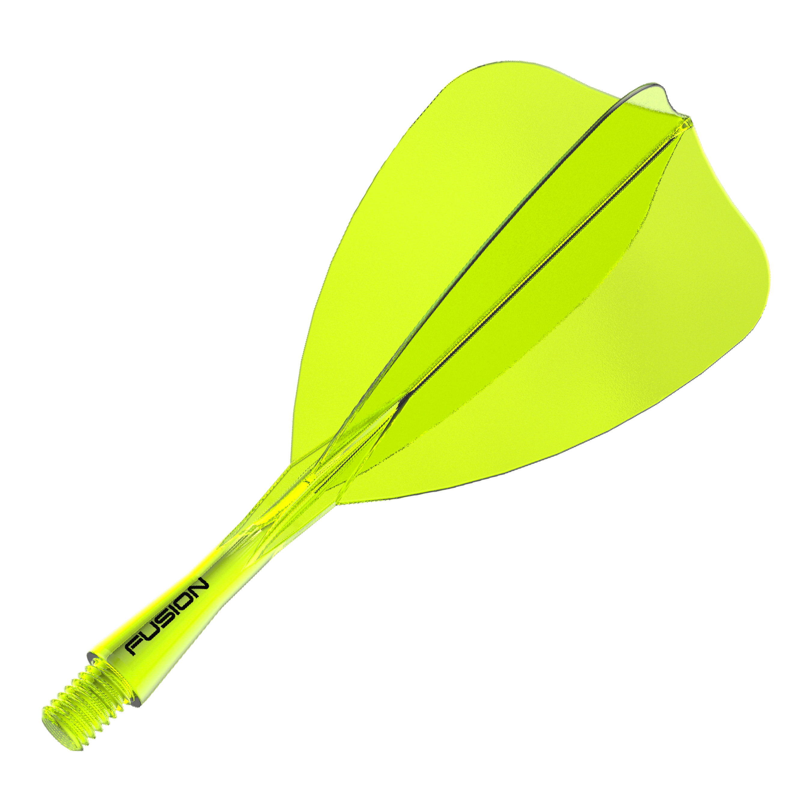 Winmau Fusion Flight Shaft System Freccia Giallo Neon Abgebildet ist ein einzelner neon-gelber Dart-Schaft und -Flight des Winmau Fusion Flight Shaft Systems Arrow 22mm. Dieses Zubehör ist für den Dartsport geeignet.