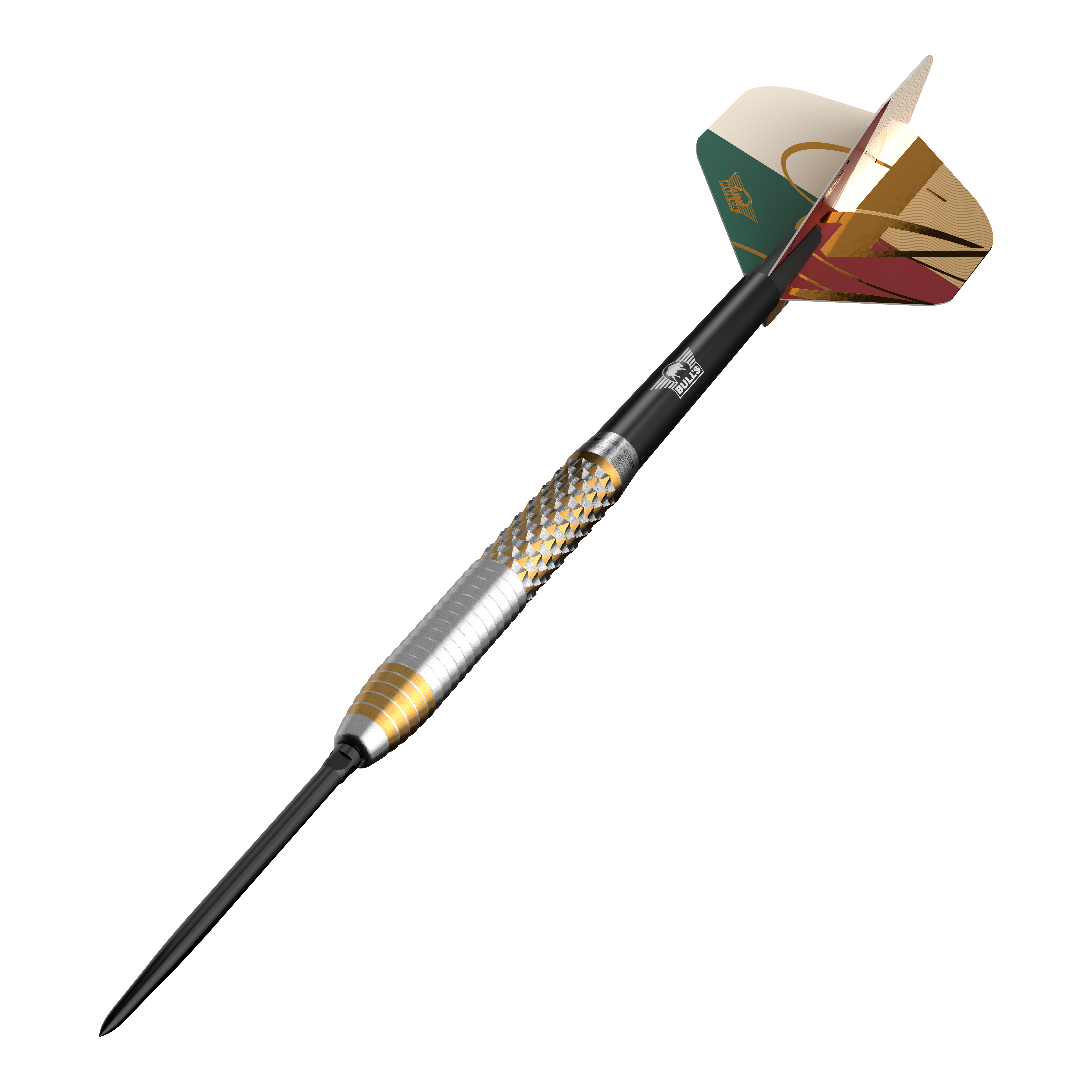 Zu sehen sind die Bulls NL Vintago Shark Convertible Points Steeldarts. Die Darts bieten ein modernes Design und hohe Spielqualität.