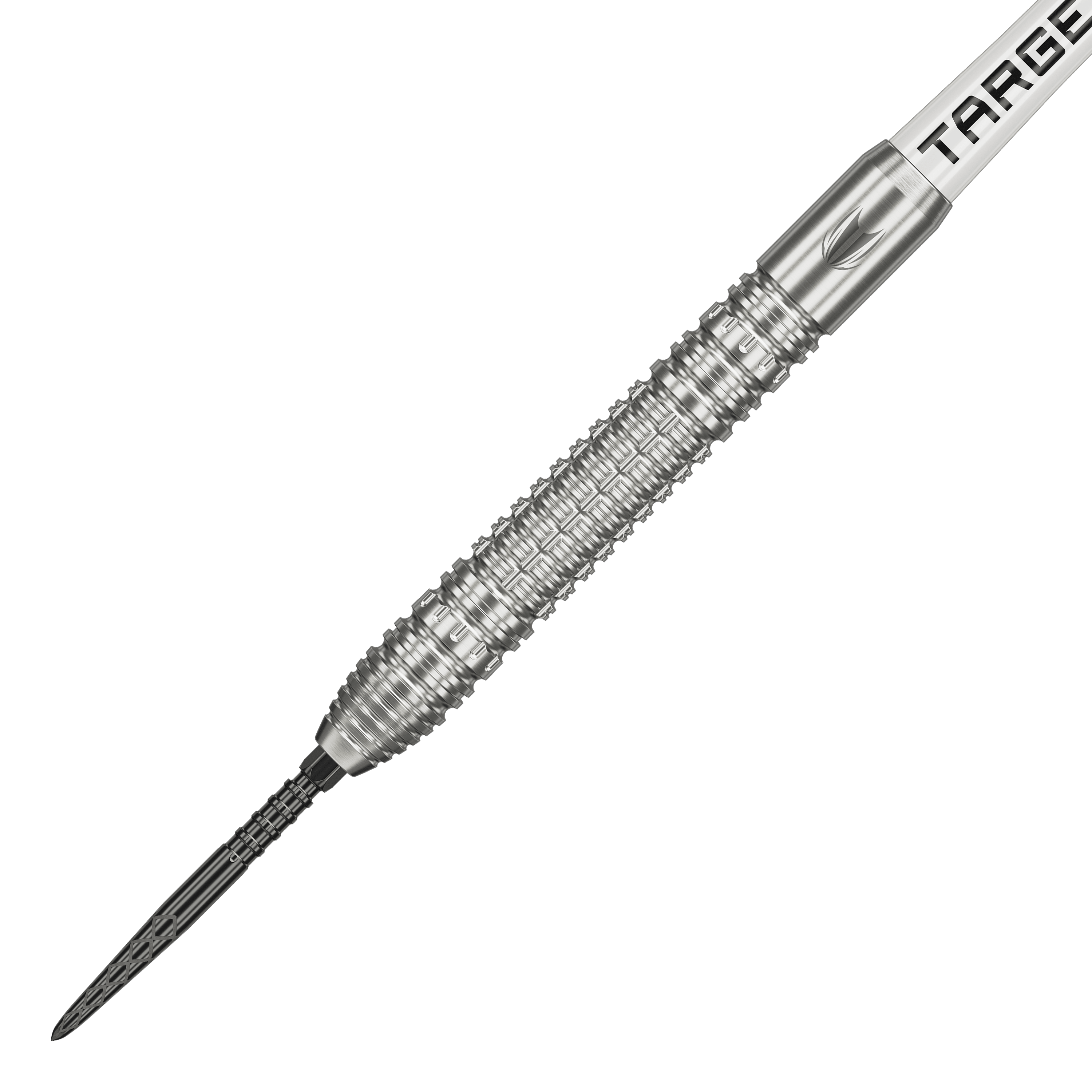 Freccette Target Shane McGuirk GEN1 Swiss Point Steel - 23 g Das Bild zeigt einen Target Shane McGuirk GEN1 Swiss Point Steeldart mit einem Gewicht von 23 Gramm. Der Dartpfeil besteht aus silbernem Metall und hat eine strukturierte Griffzone für besseren Halt.