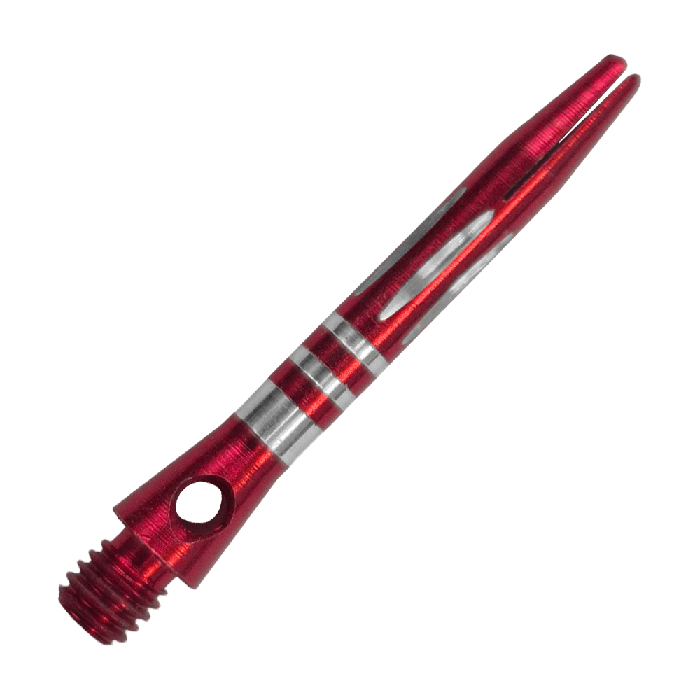 Aste in alluminio con taglio a diamante e anelli - Rosse - 35 mm Hier ist der Ringed Diamond Cut Aluminium Shafts - Rot - 35 mm zu sehen. Der Aluminium-Schaft ist rot und mit Ringen versehen.
