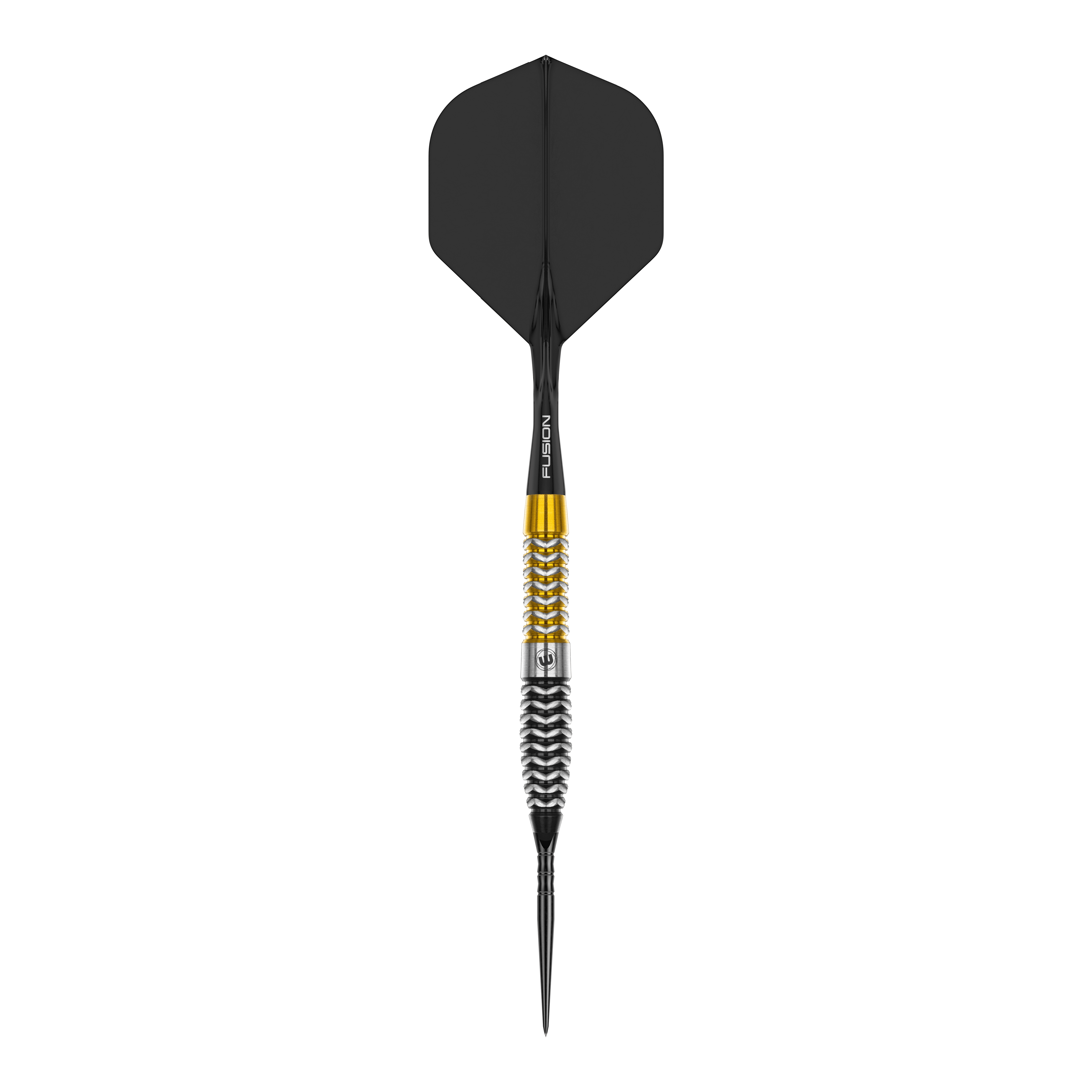 Punti di commutazione per siluri Winmau Exion Steeldarts Dieses Bild stellt einen einzelnen Winmau Exion Torpedo Switch Point Steeldart dar. Der Fokus liegt auf einem Dartpfeil mit charakteristischem Design.