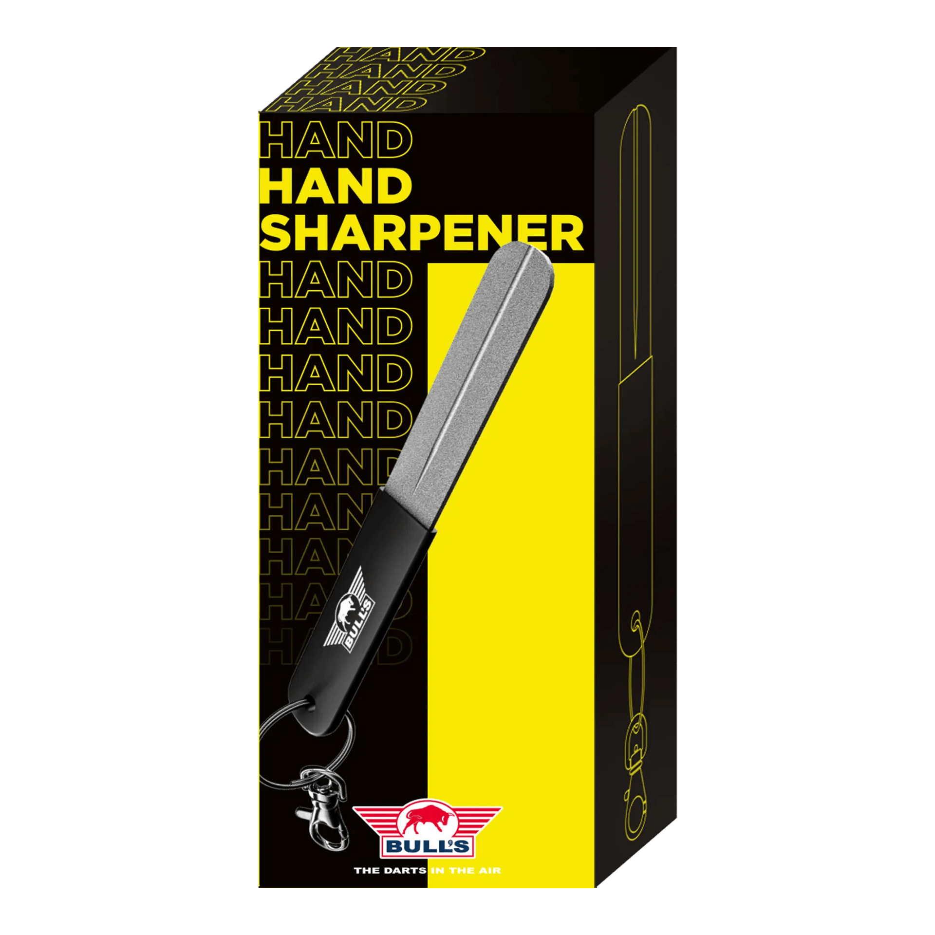 Pietra per affilare Bulls NL Hier sieht man den Bulls NL Hand Sharpener Schleifstein, geeignet zum Nachschärfen von Darts. Das Produkt wird aus einer weiteren Ansicht präsentiert.