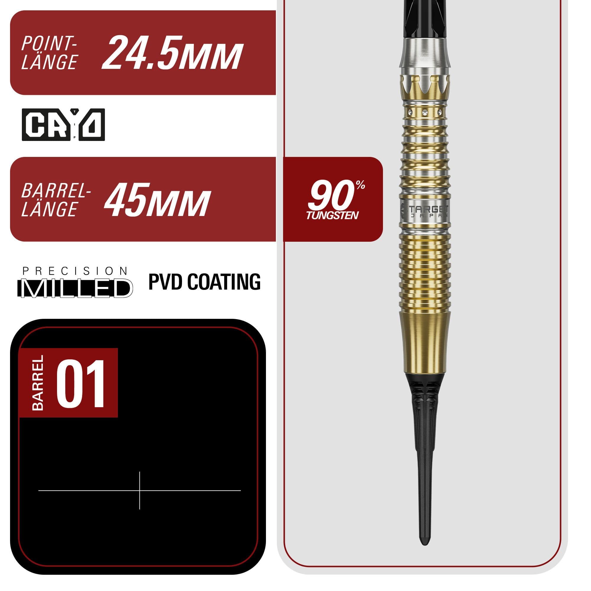 Freccette morbide Target Black Marque Enzo - 18 g Target Black Marque Enzo Softdarts - 18g abgebildet. Schwarze Softdarts mit stilvollem Design, ideal für Präzisionsspieler.