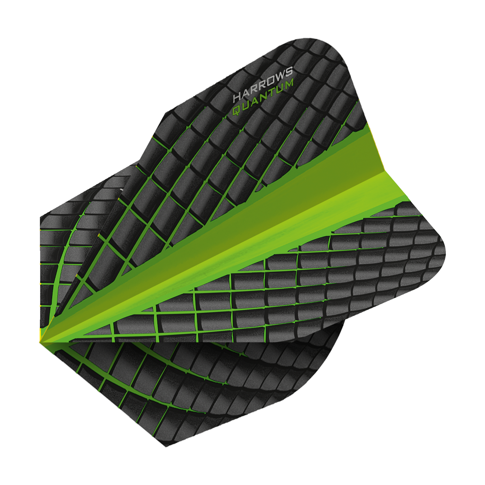 HR6800_Harrows_Quantum_Gr-n_No6_Flights_2 Harrows Quantum No6 Flights im modernen Stil sind sichtbar. Die Flights liegen dicht nebeneinander.
