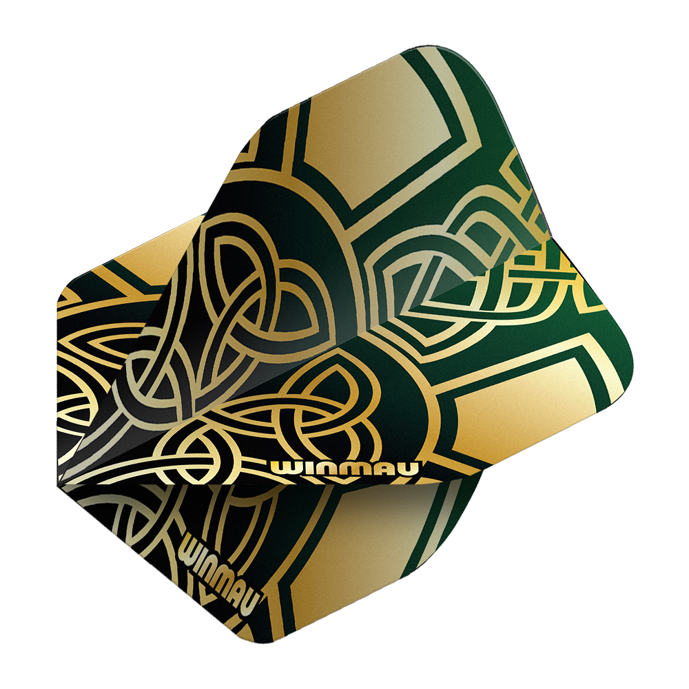 Voli standard Winmau Prism Delta Brendan Dolan Celtic Knot Black Gold No2 Gezeigt werden die Winmau Prism Delta Brendan Dolan Celtic Knot Black Gold No2 Standard Flights. Die Flights sind für Darts mit einem auffälligen keltischen Design gestaltet.