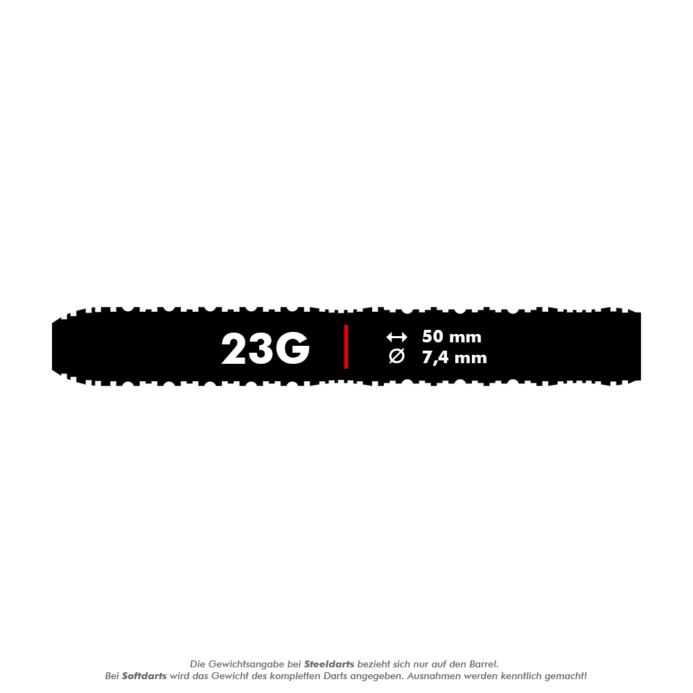 Freccette Shot ZEN Straight Turbo Point in acciaio - 23 g Abgebildet sind die Shot ZEN Straight Turbo Point Steeldarts mit einem Gewicht von 23g. Diese Darts sind für präzises Spielen konzipiert.