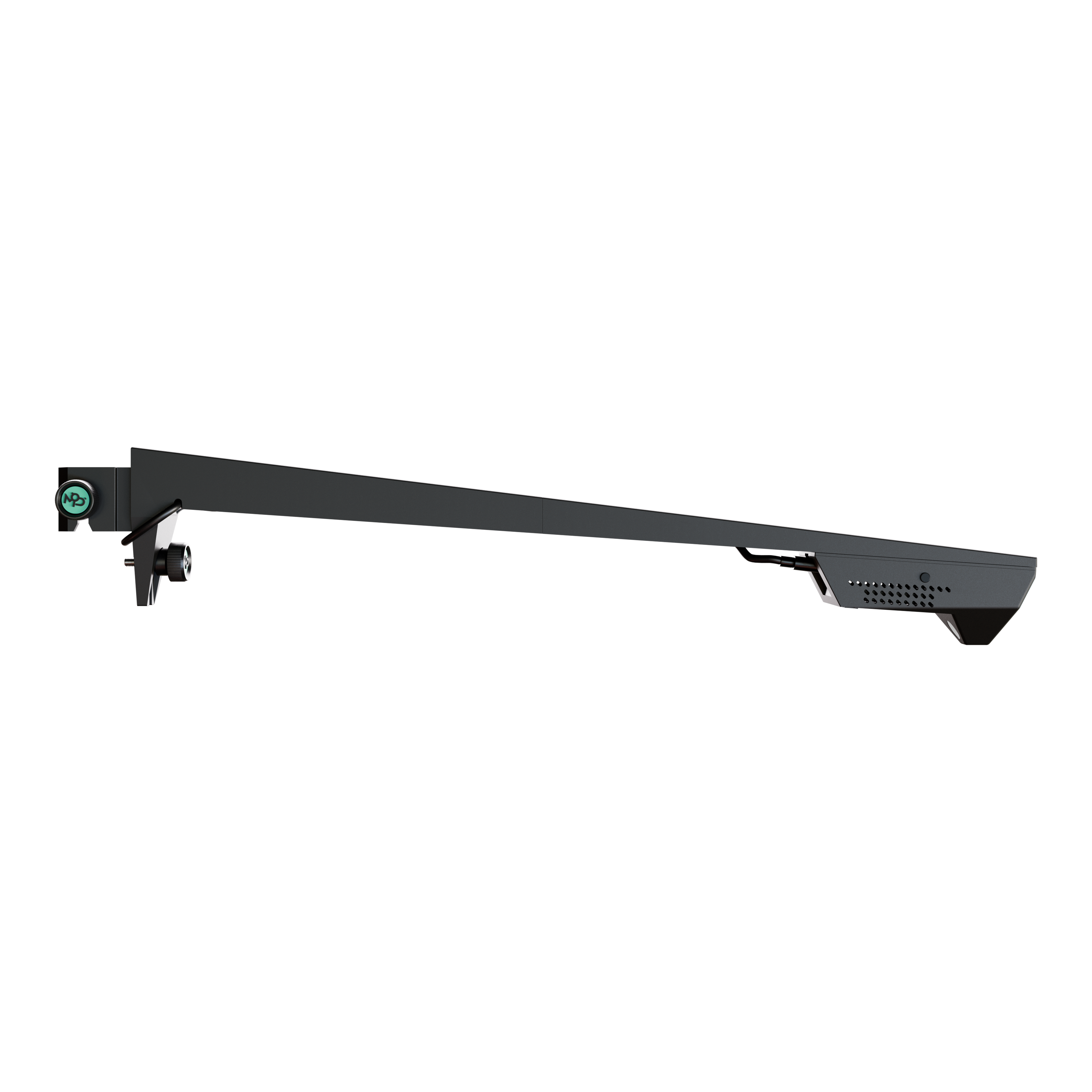 Fotocamera Target VIRT Das Bild zeigt die Target VIRT Kamera, ein schlankes, modernes Kameragerät. Sie hat ein langes, schwarzes Gehäuse mit einem kleinen Kameraelement an einem Ende.