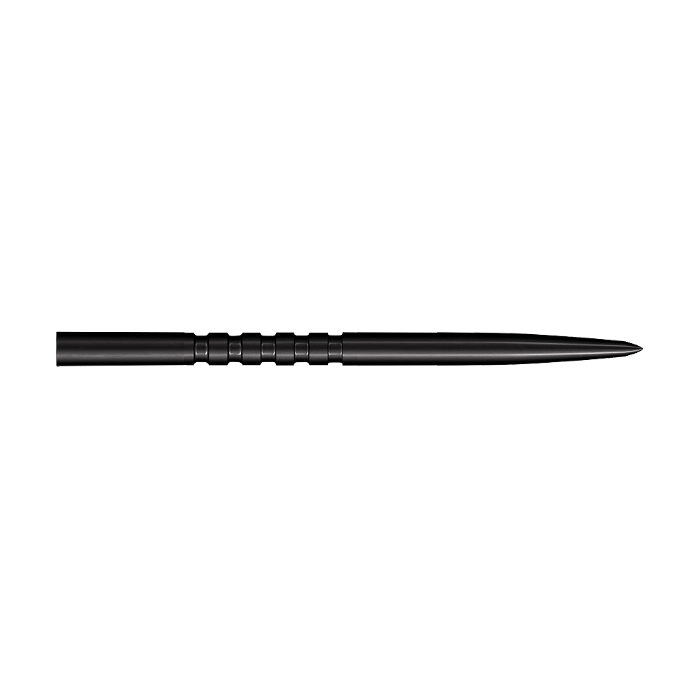 Auf diesem Bild sind schwarze Steeldartspitzen zu sehen. Das Modell Grip Point hat eine Länge von 45 mm.