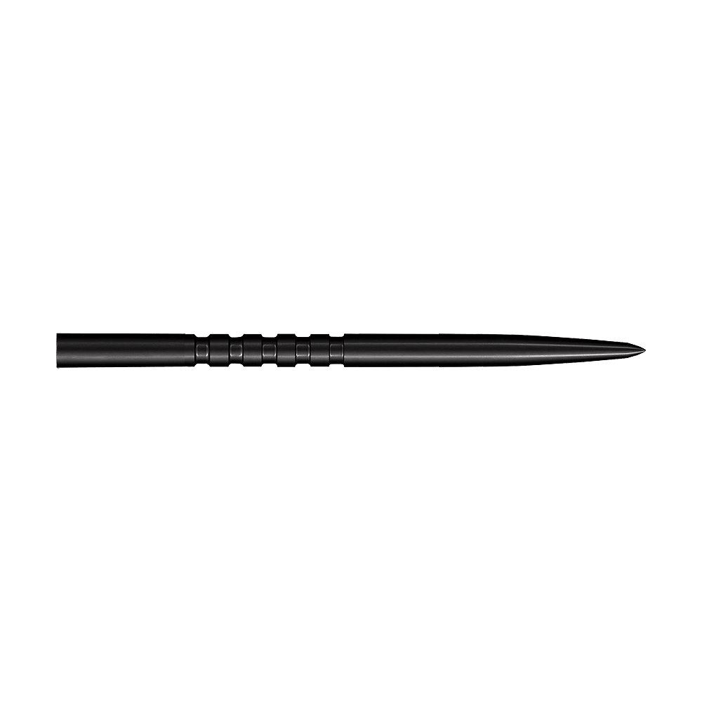 Punte per freccette in acciaio Shot Grip Point - Nero Auf diesem Bild sind schwarze Steeldartspitzen zu sehen. Das Modell Grip Point hat eine Länge von 45 mm.