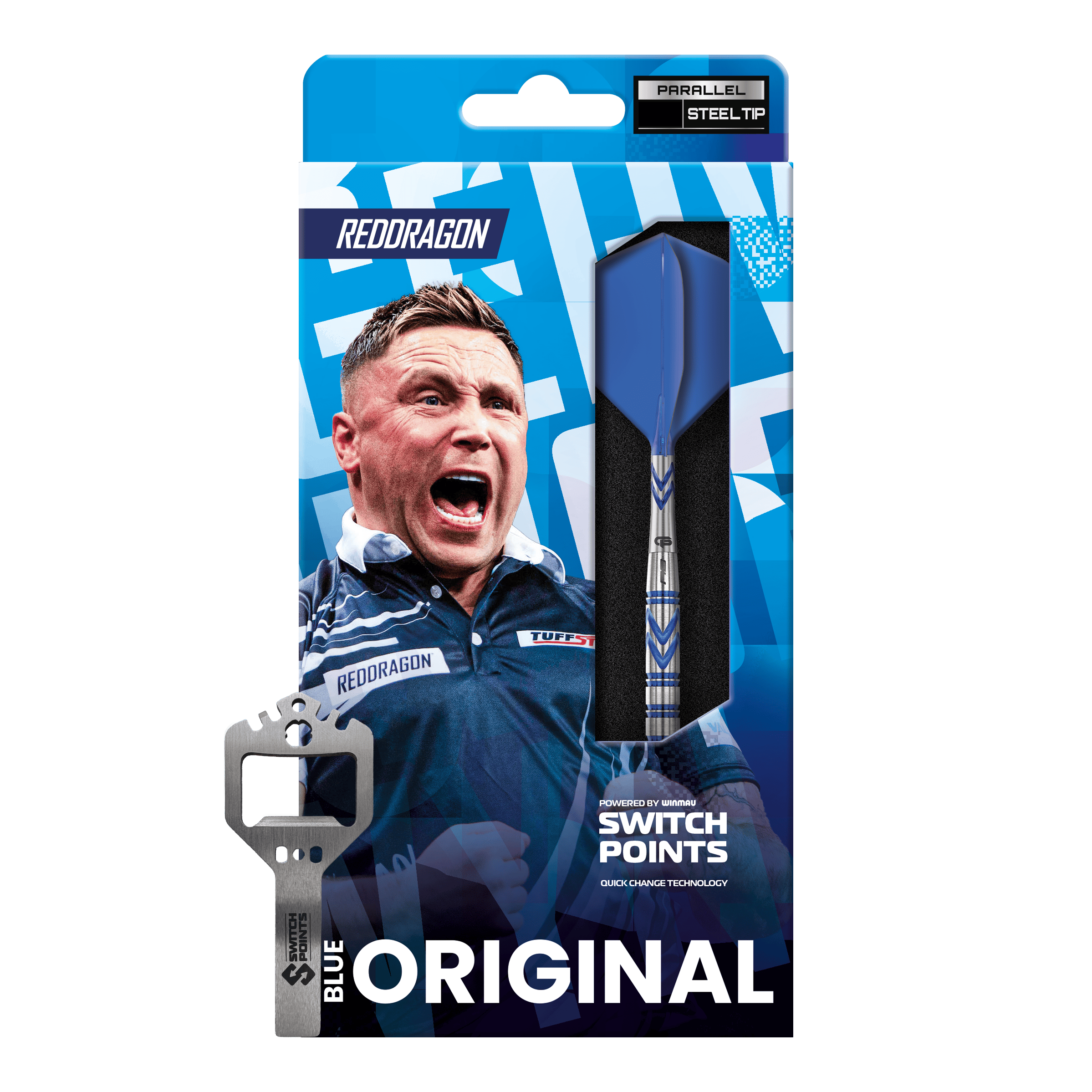 Dardi d'acciaio originali Switch Point di Gerwyn Price, Red Dragon Rosso Gezeigt werden hier die Red Dragon Gerwyn Price Blue Original Switch Point Steeldarts. Das Modell bietet eine zuverlässige Handhabung und modernes Design.