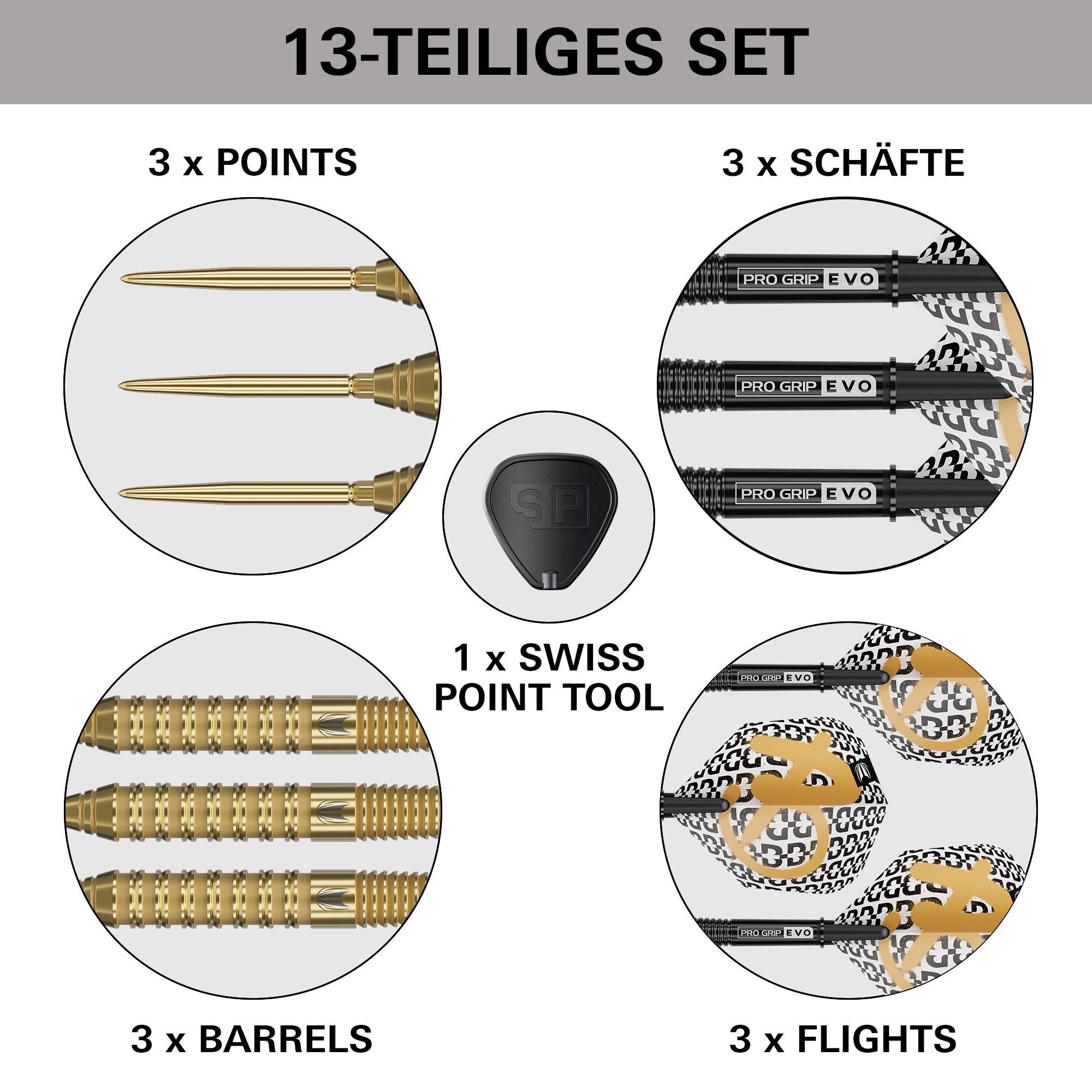 Freccette in acciaio Target Bolide Envy 02 Swiss Point Das Bild zeigt Target Bolide Envy 02 Swiss Point Steeldarts. Dies sind professionelle Steeldarts, geeignet für ambitionierte Spieler.