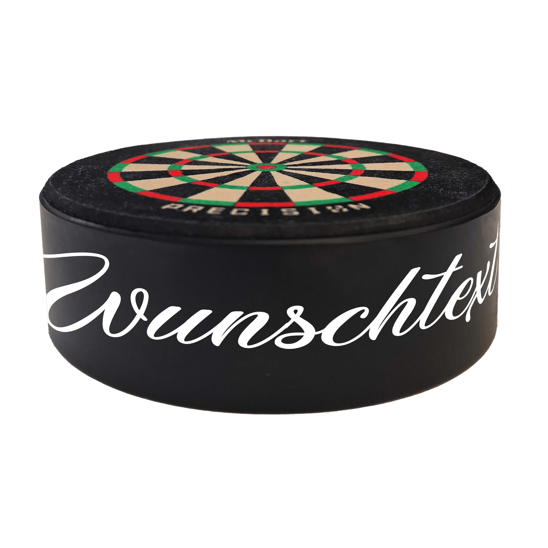 Bersaglio mini McDart Precision con testo personalizzato Abgebildet ist ein Produkt mit dem Dateinamen 765_McDart_Mini_Precision_Dartboard_Darthalter_2_WeatherSunday. Es handelt sich wahrscheinlich um ein Dartboard oder Zubehör.