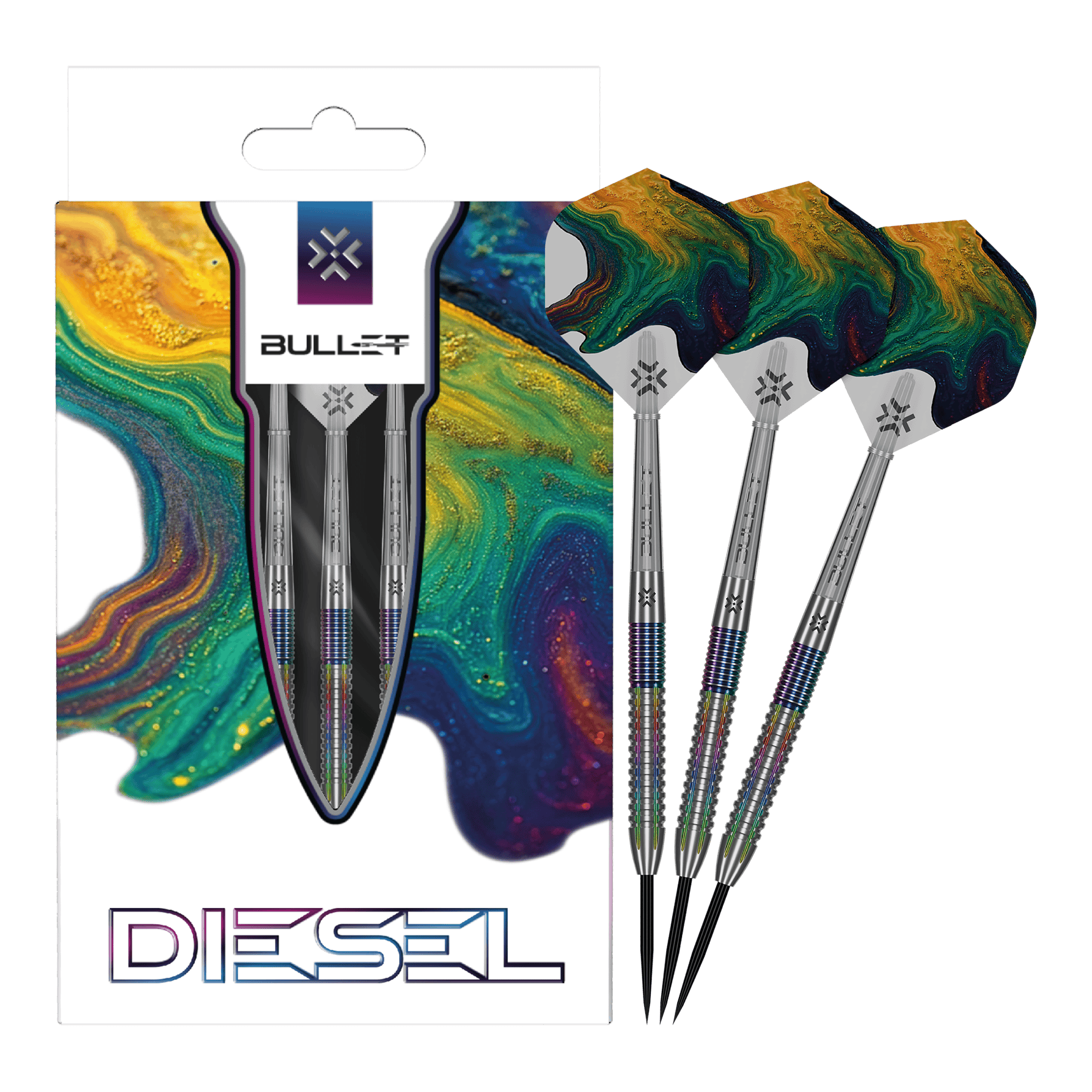 freccette in acciaio Bullet Diesel V2 Dies ist ein Bild der Bullet Diesel V2 Steel Darts. Die Darts sind für den Einsatz beim Steeldart geeignet.