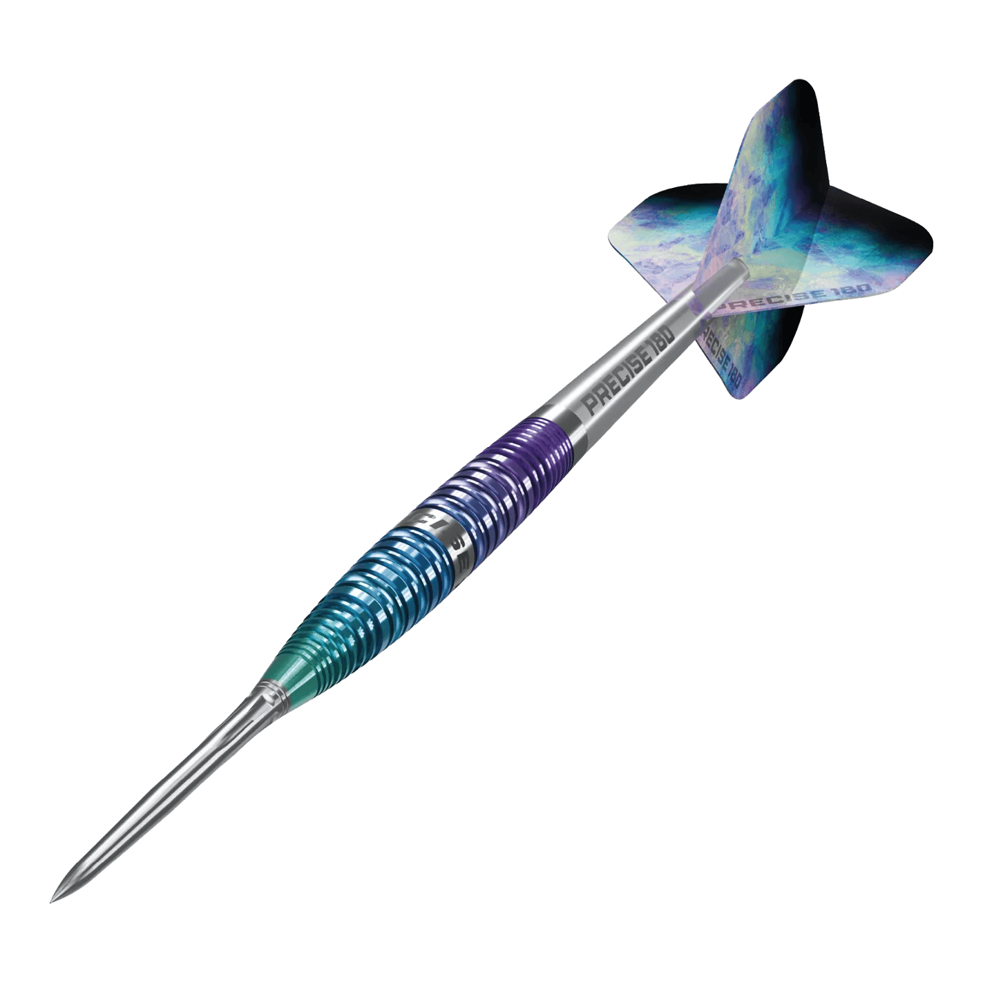 Freccette in acciaio Precise 180 Northern Lights Abgebildet sind die Precise 180 Northern Lights Steeldarts. Die Steeldarts zeichnen sich durch ihr spezielles Design aus.