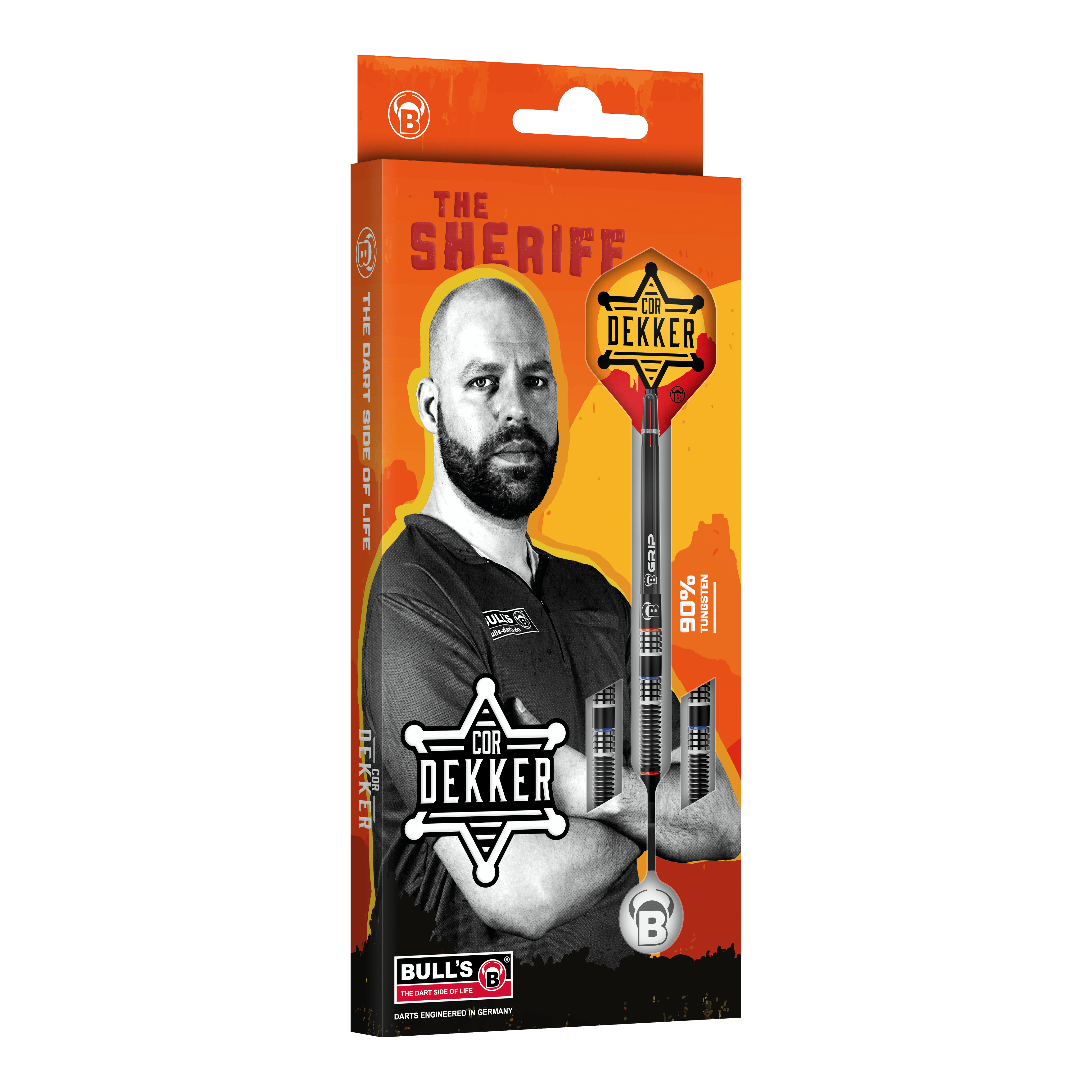 Bulls Cor Dekker The Sheriff Soft Darts - 20 g Auf dem Foto sind die Bulls Cor Dekker The Sheriff Softdarts - 20g zu sehen. Die Softdarts sind aus einer anderen Perspektive abgebildet.