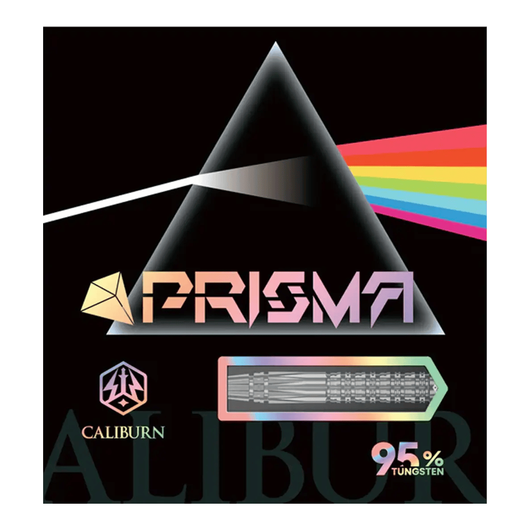 Abgebildet sind die Caliburn Prisma P2 Steeldarts mit 20,5g Gewicht. Die Darts sind für den Steeldart-Sport konzipiert.