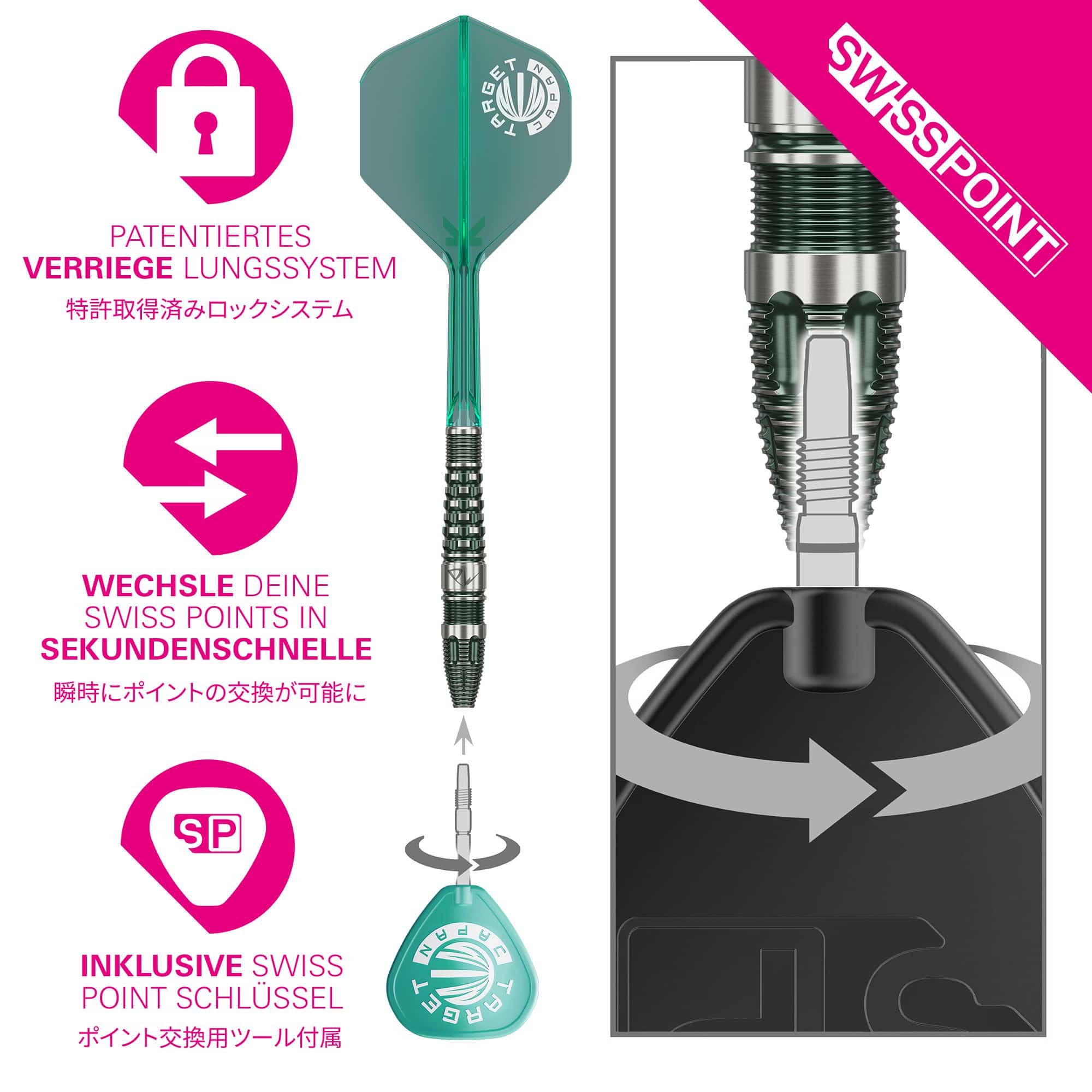 Freccette in acciaio Target Japan Prime Series PW GEN 3 Swiss Point - 23 g Zu sehen sind die Target Japan Prime Series PW GEN 3 Swiss Point Steeldarts - 23g. Diese Darts sind ideal für professionelle Dartspieler.