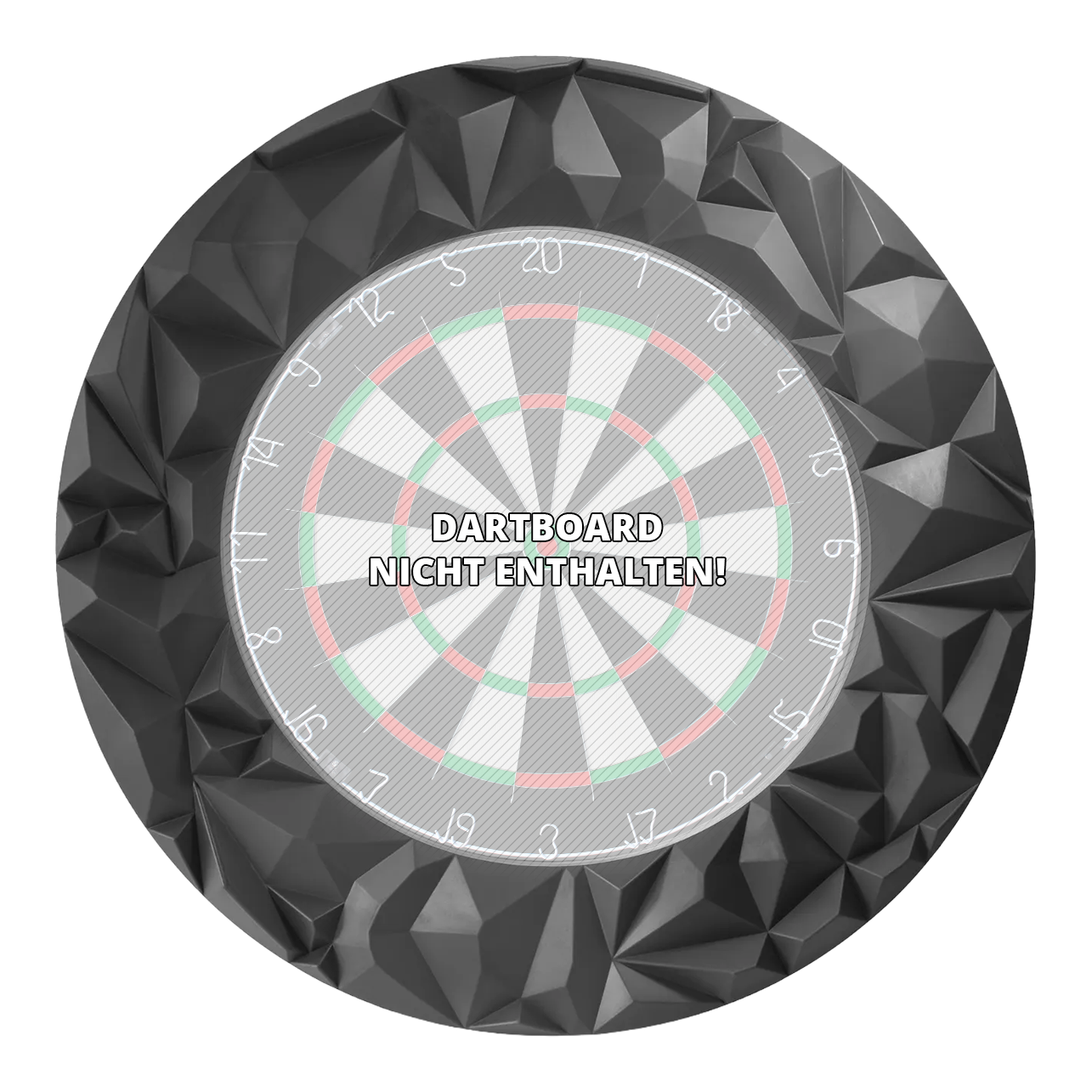 Bersaglio per freccette 3D Subterra di precisione a 180° - Grafite Das Produkt Precise 180 3D Dartboard Surround Subterra - Graphite wird hier dargestellt. Es schützt Ihre Wand und wertet das Dartboard optisch auf.