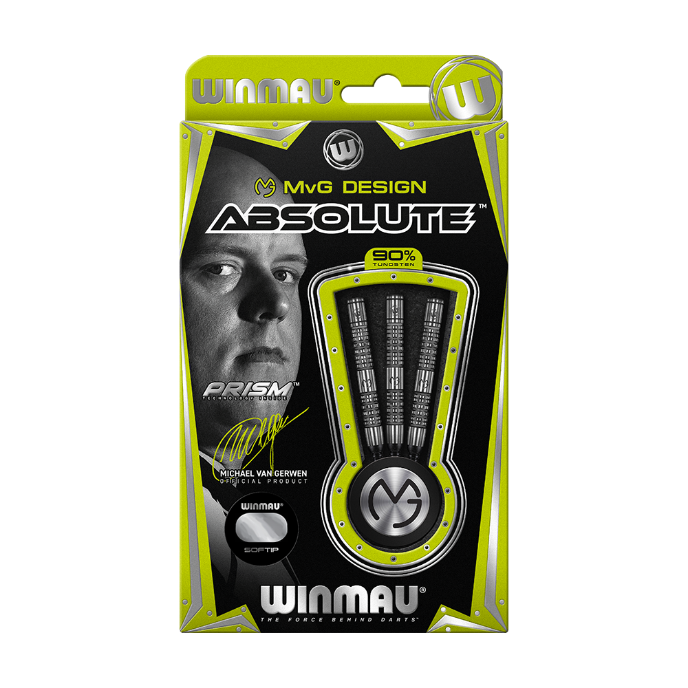 2431_Winmau_Michael_Van_Gerwen_MvG_Absolute_Softdarts_3167WUWAbL6F83 Winmau Michael Van Gerwen MvG Absolute Softdarts sauber angeordnet. Die Darts zeigen markante Details.