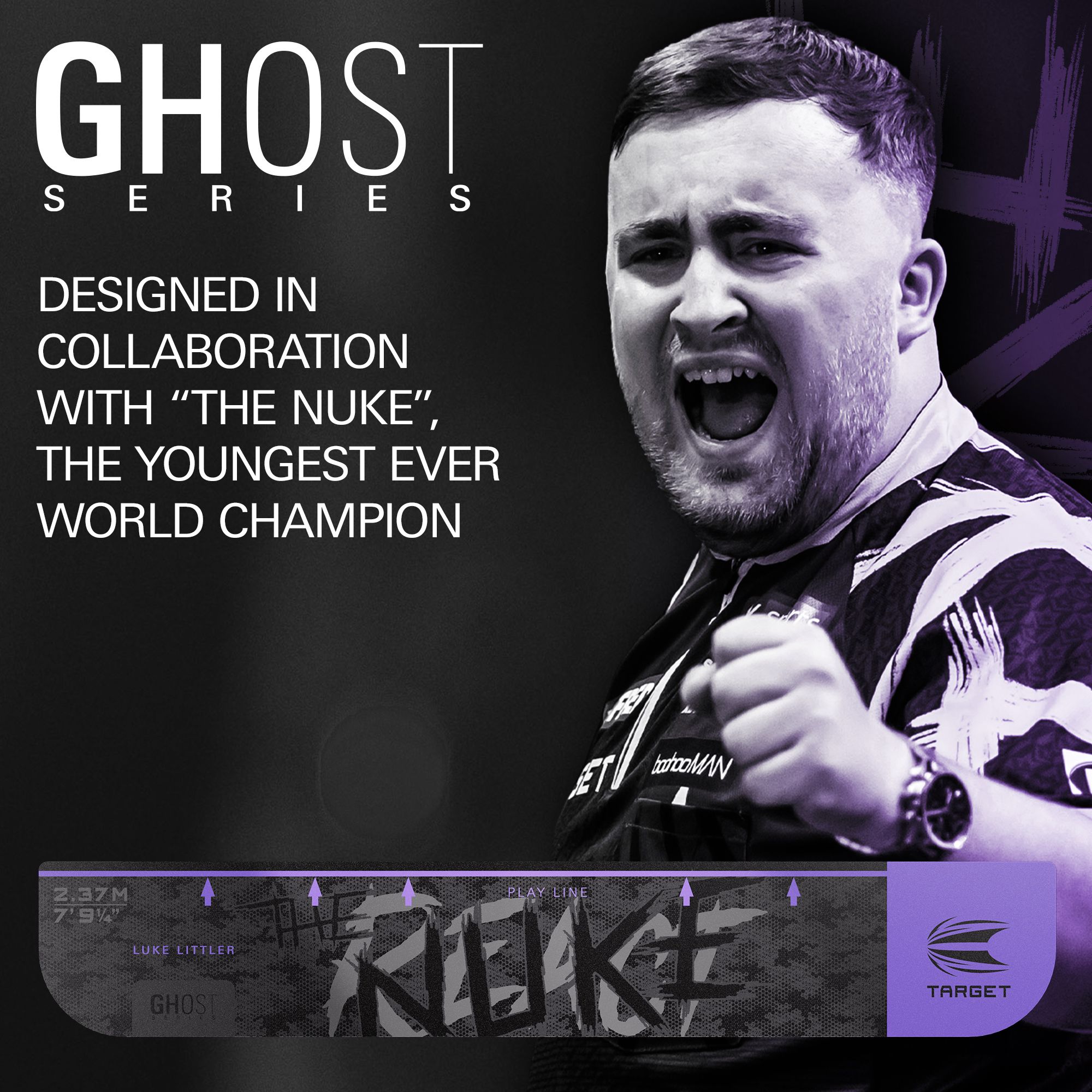 Linea di lancio Target Ghost-Series Luke Littler linea di lancio Zu sehen ist die Target Throw Line Ghost-Series Luke Littler Abwurflinie. Diese Abwurflinie dient als Markierung für präzises Dartspiel.