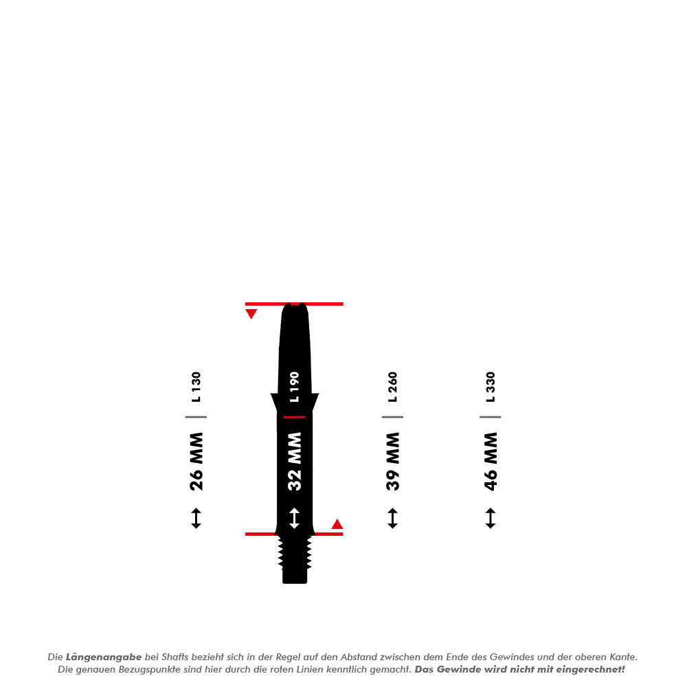 L-L-Style-Shaft Carbon Silent Straight - Trasparente Dargestellt ist ein L-Style Carbon Silent Straight Dart-Schaft ohne Kappen in 32mm Länge. Das Produkt ist deutlich sichtbar auf weißem Hintergrund.