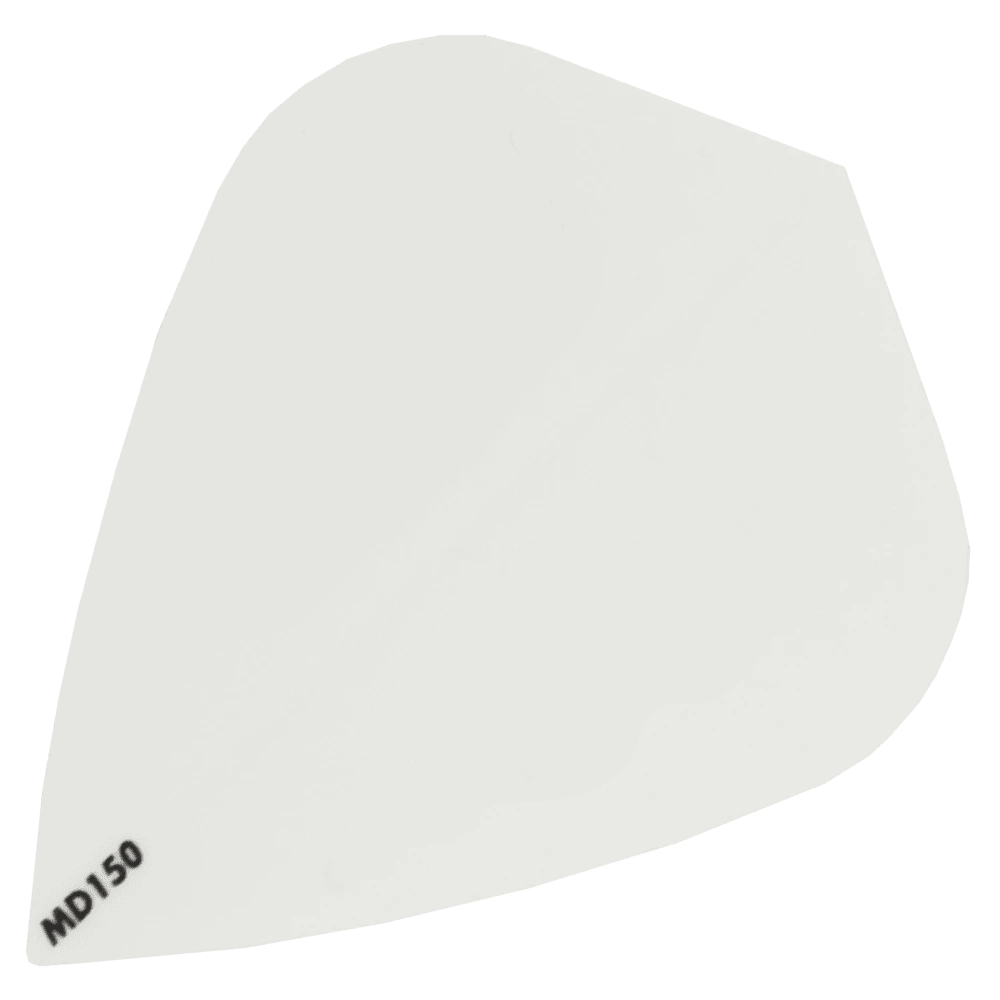 MD150-Kite-Weiss Das Bild zeigt das Produkt „McDart MD150 - Kite Flight“. Es handelt sich um ein weißes Dartflight mit der Aufschrift „MD150“ in einer Ecke.