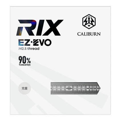 Freccette in acciaio Caliburn Rix EZ-EVO R1 Zu sehen sind die Caliburn Rix EZ-EVO R1 Steeldarts. Diese Darts zeichnen sich durch ihr modernes Design und ihre hohe Qualität aus.