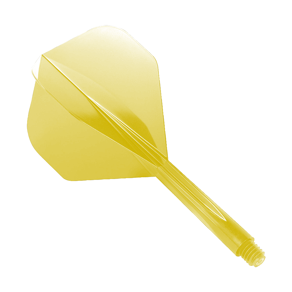 Standard del sistema di volo Condor Axe giallo Das Bild zeigt das Produkt "Condor Axe Yellow Flight-System Standard". Es handelt sich um ein einteiliges gelbes Dartflight- und Shafts-System.