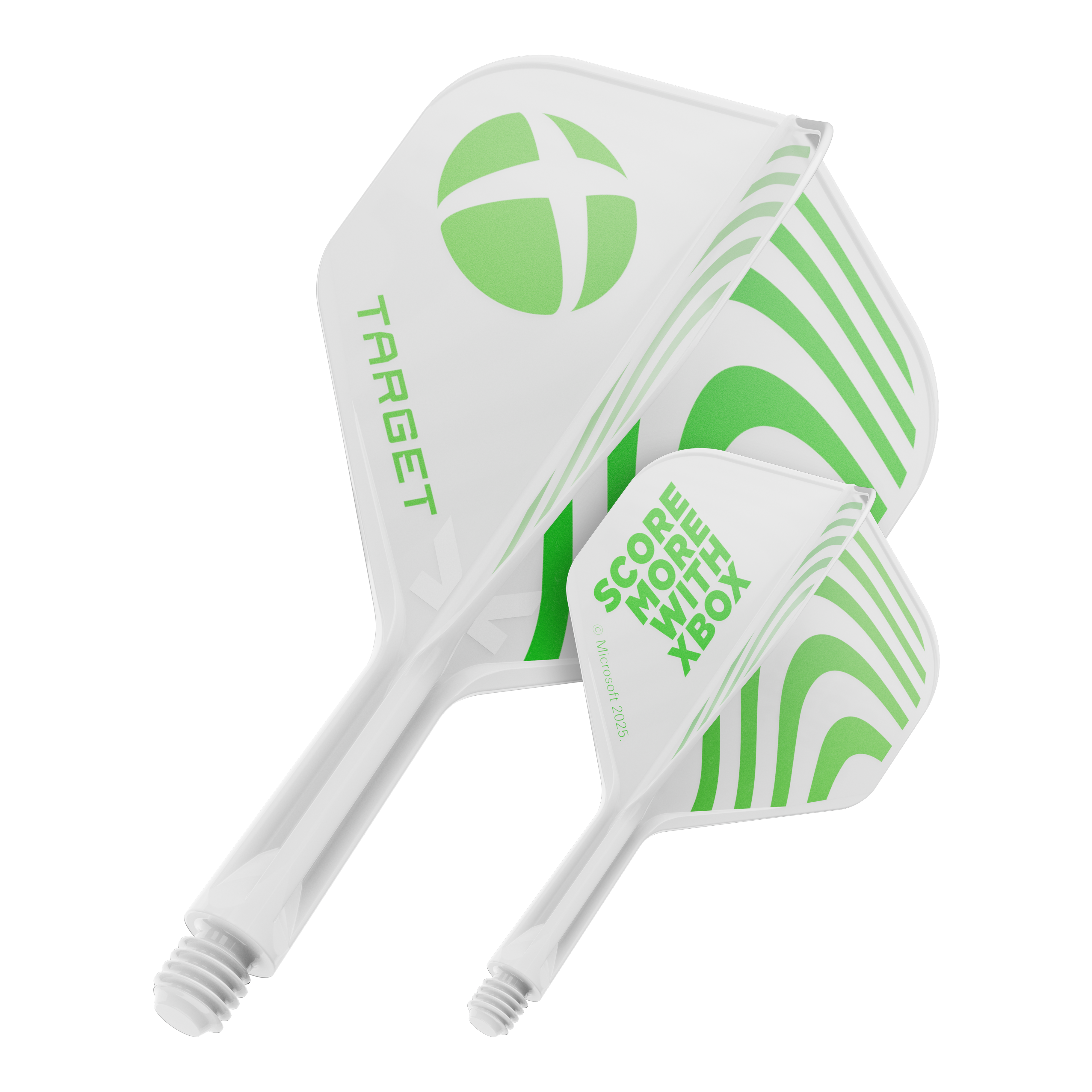 Target Xbox K-Flex No2 Standard Flights - Bianco Das Bild zeigt ein Dart Flight mit dem Dateinamen 410610_Target_Xbox_KFlex_No2_Standard_Flights_19mm_1. Es handelt sich um ein Standard Dart Flight.