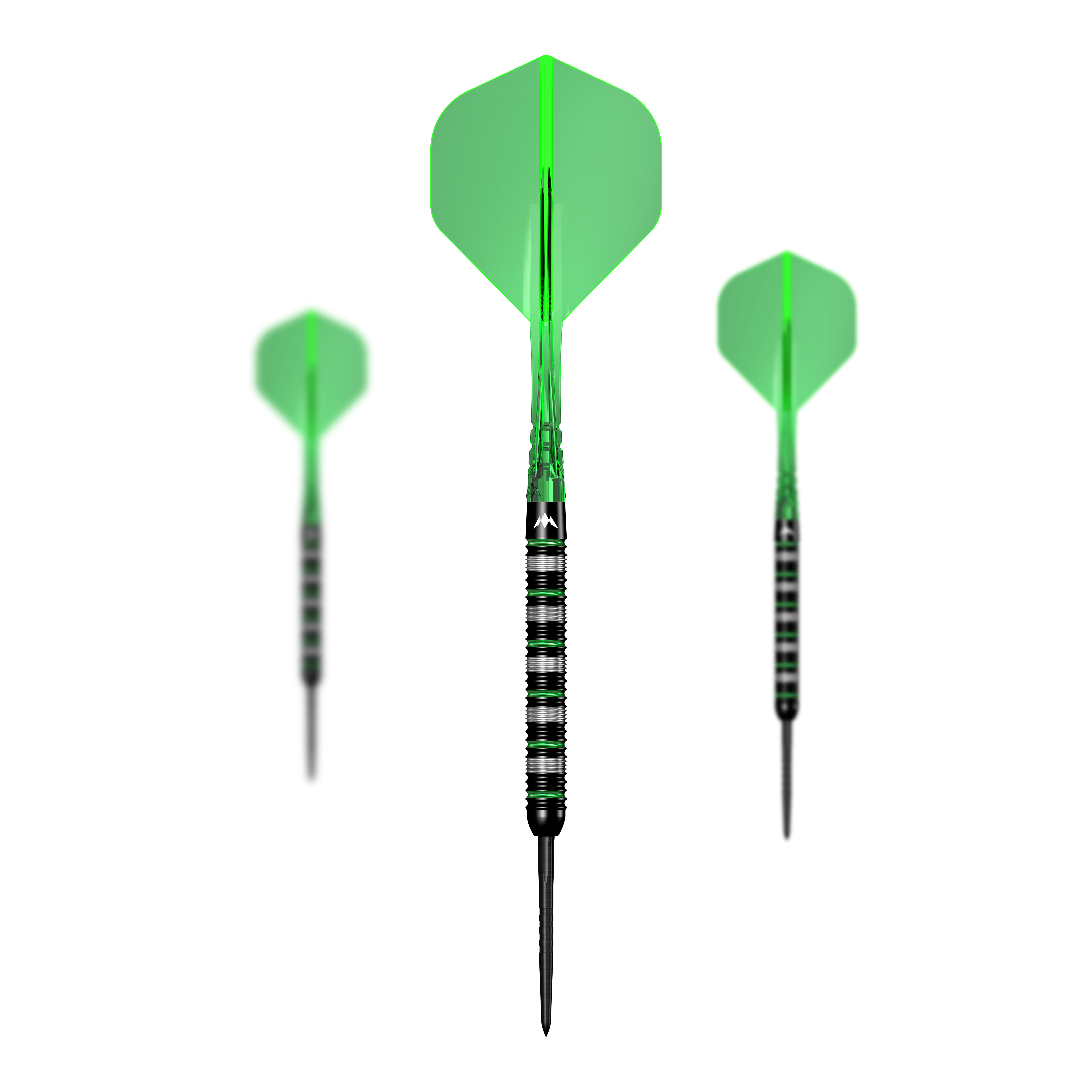 Freccette Mission Moldavite Steel - 23 g Auf diesem Bild ist ein Set der Mission Moldavite Steeldarts - 23g zu sehen. Das Set besteht aus mehreren Dartpfeilen.