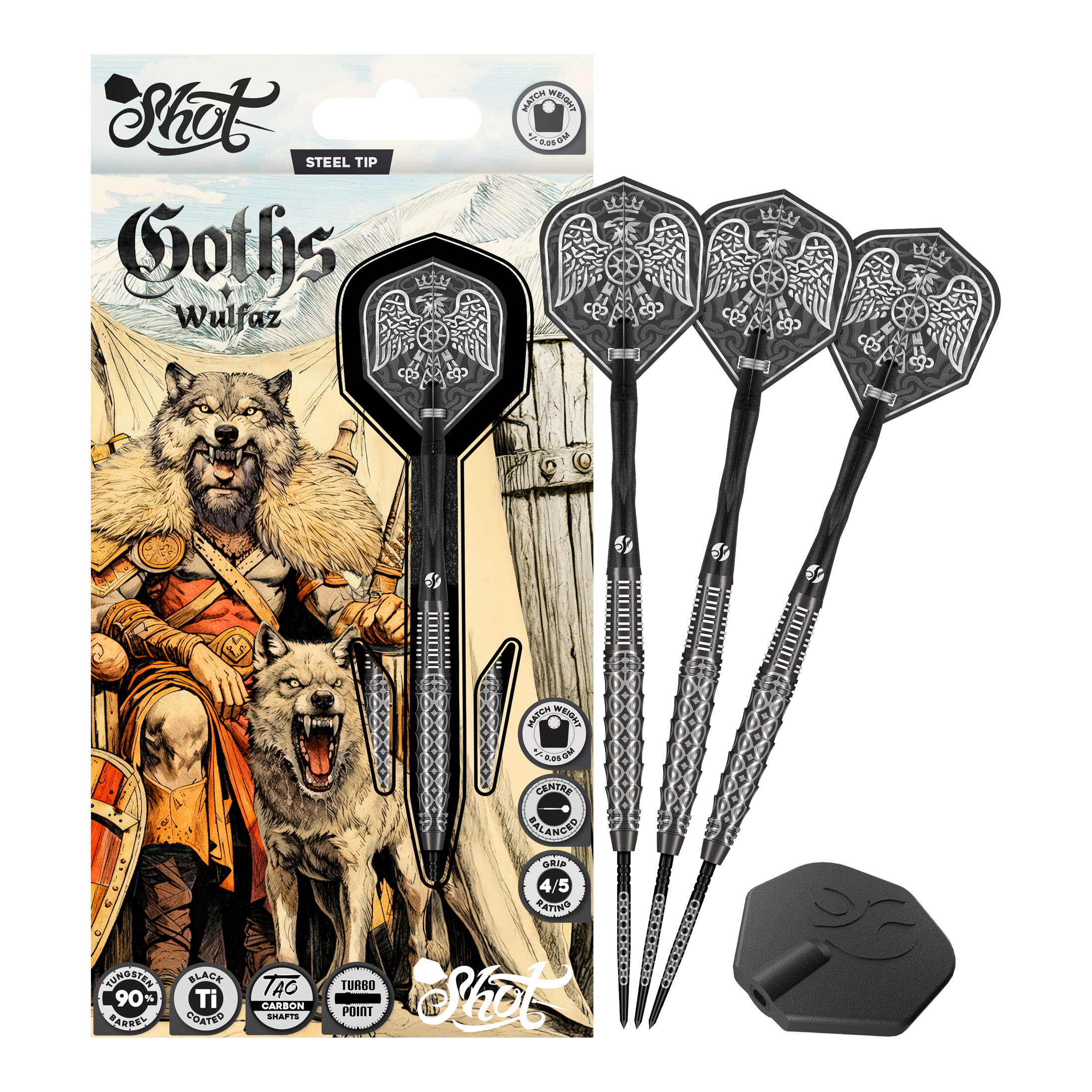 Freccette in acciaio Shot Goths Wulfaz Turbo Point - 23 g