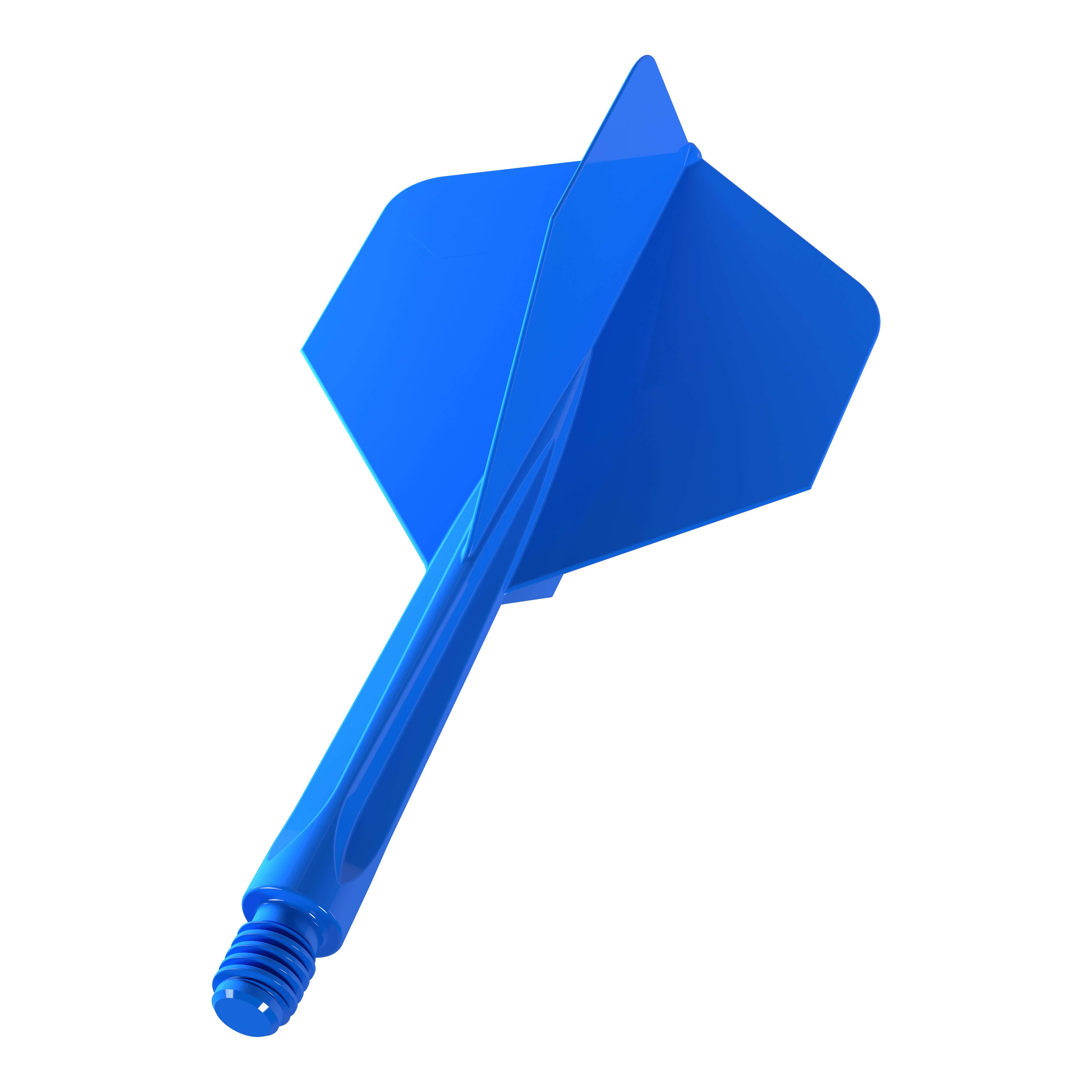 Unicorn Forge All In One Plus No2 Standard Flights Blu - Medio Auf dem Bild ist ein blauer Dartflügel mit integriertem Schaft zu sehen. Es handelt sich um das Produkt „Unicorn Forge All In One Plus No2 Standard Flights Blau - Medium“.