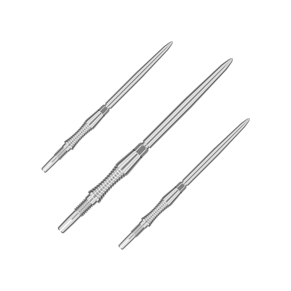 Punte per freccette Target Swiss Point Signature RST - Argento Auf dem Bild sind Dartspitzen aus dem Set '340302_Target_Swiss_Point_Dartspitzen_Signature_RST_Silber_42mm_1Set' abgebildet. Mehrere silberne Dartspitzen sind zu erkennen.