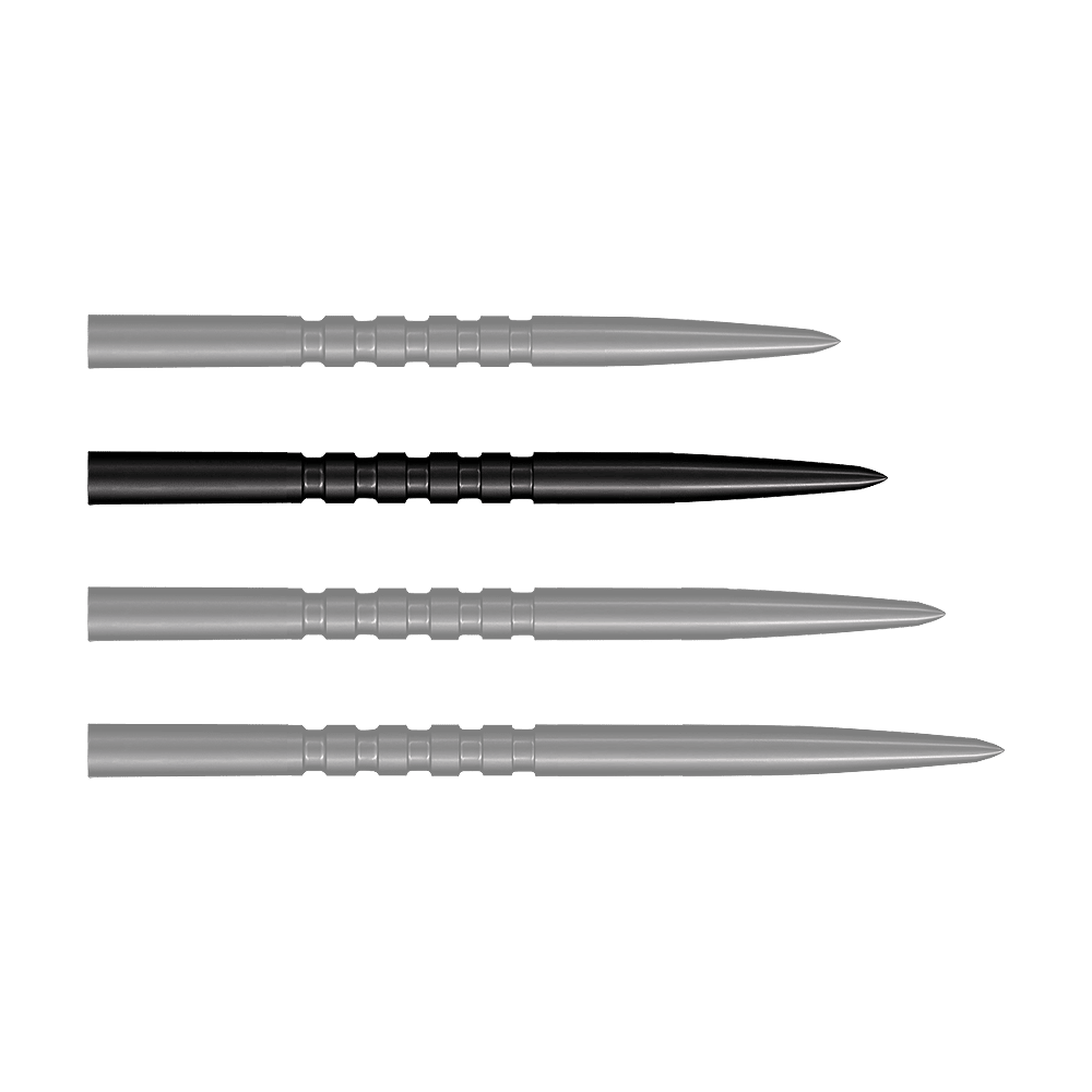 Punte per freccette in acciaio Shot Grip Point - Nero Zu sehen sind schwarze Steeldartspitzen. Dies ist das Modell Grip Point in 35 mm Länge.