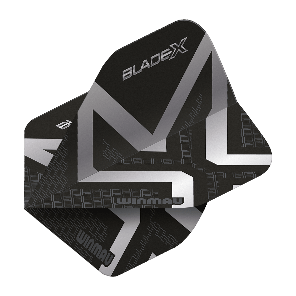 Alette standard Winmau Prism Delta Blade X Metallic Silver No2 Das Bild zeigt die Winmau Prism Delta Blade X Metallic Silver No2 Standard Flights. Diese Flights haben ein auffälliges, silbernes Design.