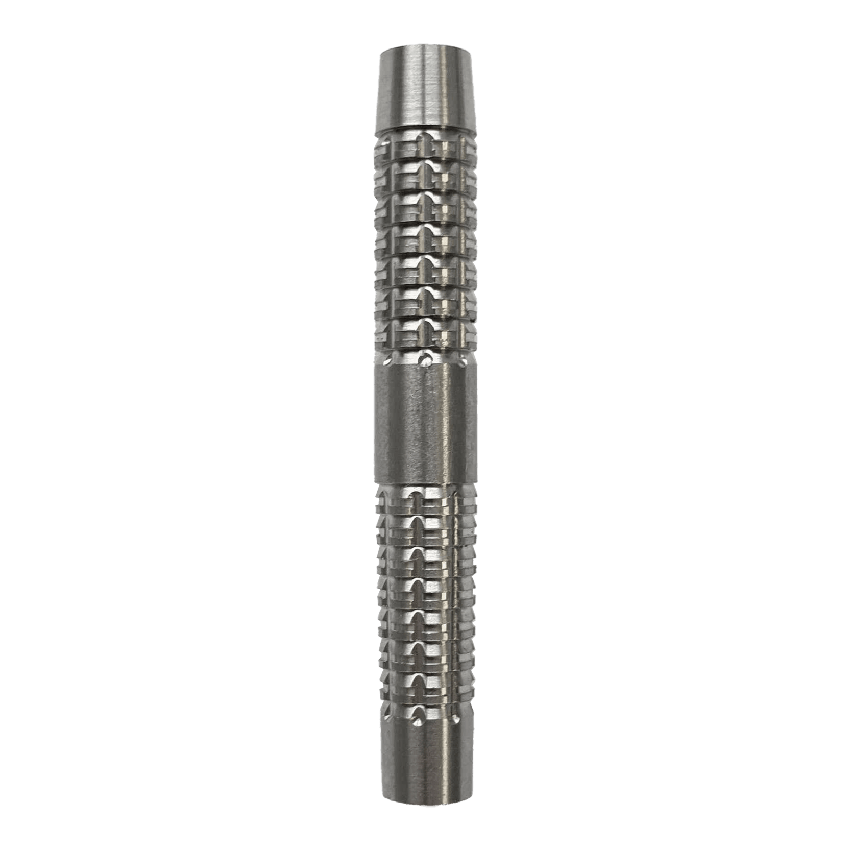 Fusti per freccette morbide McDart SilverGrip - 20 g Das Bild zeigt ein silbernes Dartbarrel mit einem strukturierten Griffmuster. Es handelt sich um das Produkt "McDart SilverGrip Softdart Barrels - 20g".
