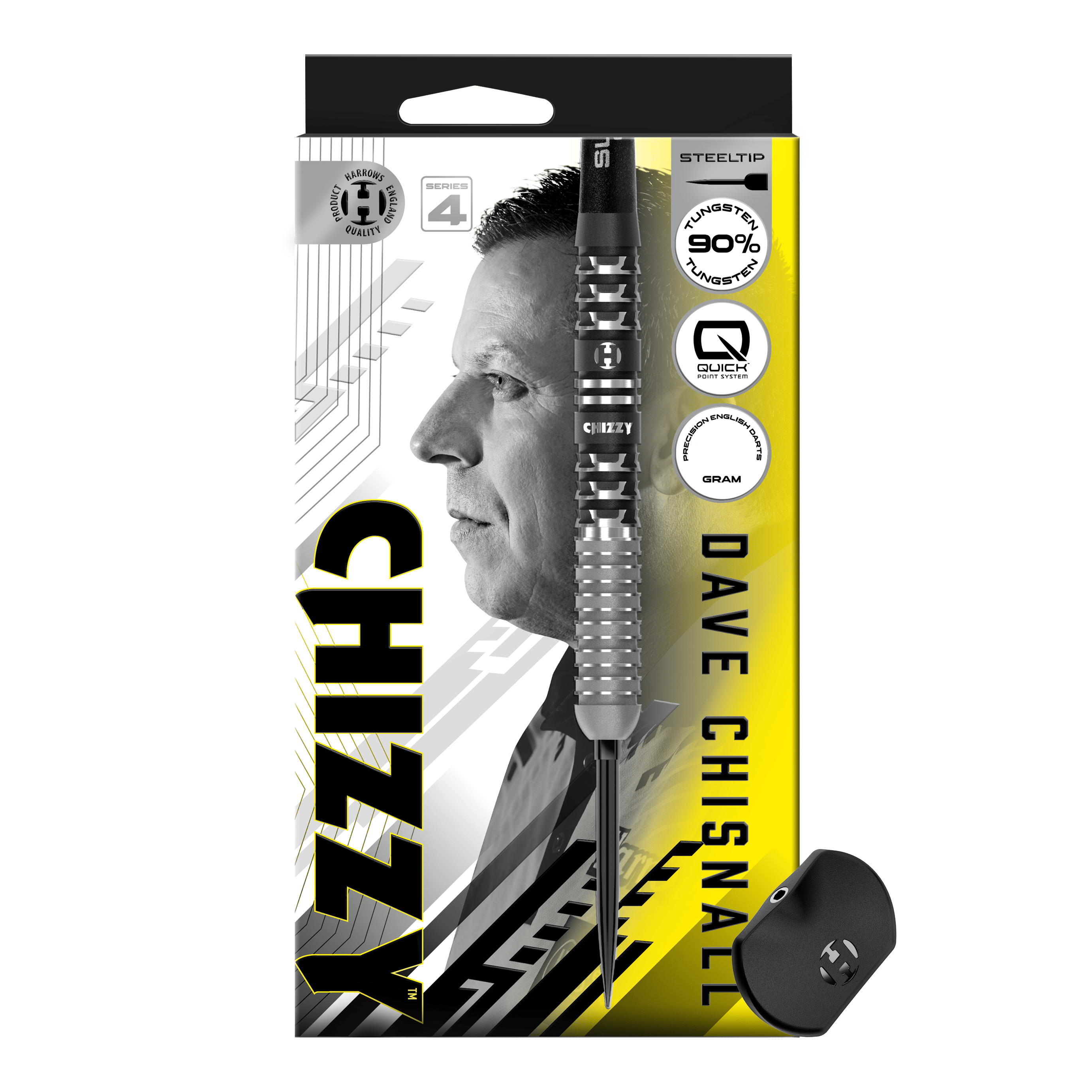 Freccette in acciaio Quick Point Harrows Dave Chisnall Chizzy Series 4 Das Bild stellt die Harrows Dave Chisnall Chizzy Series 4 Quick Point Steeldarts dar. Diese Steeldarts sind auf maximale Leistung und Genauigkeit ausgelegt.