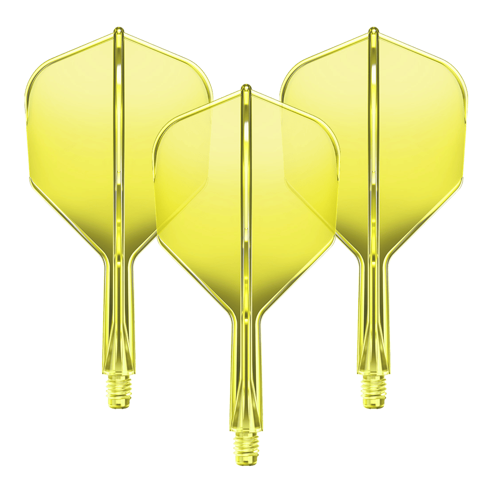 Sistema di alberi di volo GOAT A1R No6 - Giallo neon Ein Flight-Shaft-System GOAT A1R No6 in Neon-Gelb mit 19mm Länge ist zu sehen. Das Set besteht aus Komponenten für Dartpfeile.