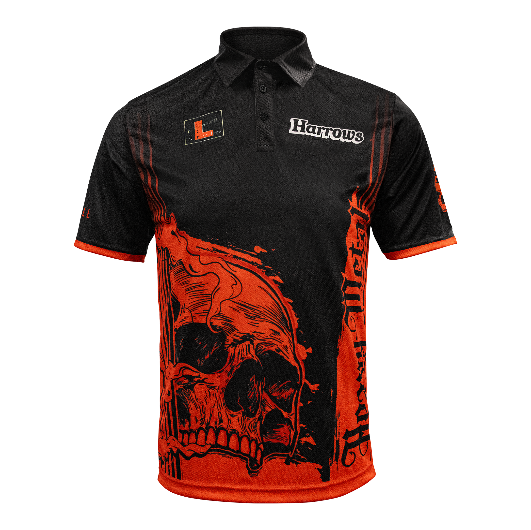 Maglietta di Ryan Searle, giocatore Heavy Metal di Harrow Das Bild zeigt das Harrows Ryan Searle Heavy Metal Playershirt. Es ist ein spezielles Dartshirt, das für Spieler entworfen wurde.