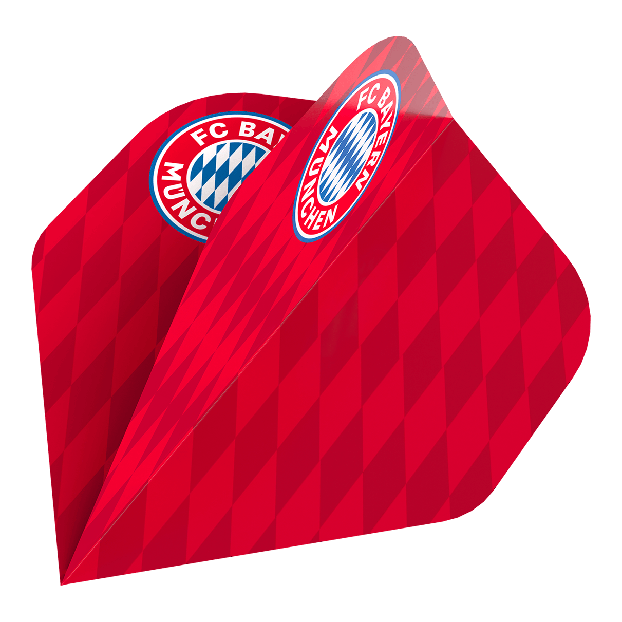 Collezione volo Bulls FC Bayern Monaco - 5 set Das Bild zeigt die Bulls FC Bayern München Flight Collection - 5 Satz. Es sind fünf Flights im Stil des Fußballvereins FC Bayern München abgebildet.