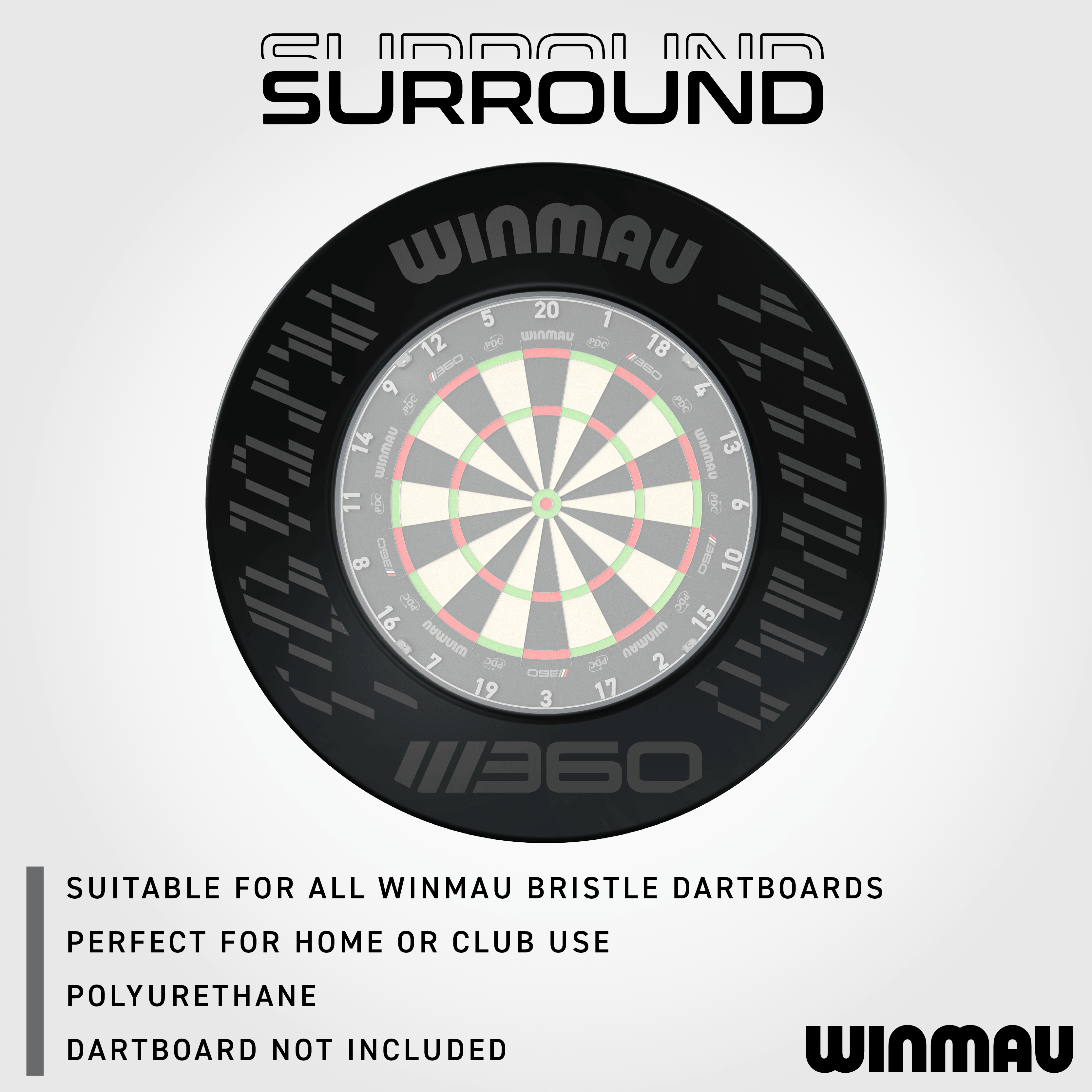 Winmau Blade 360 Dartboard Surround - Nero Das Bild zeigt das Winmau Blade 360 Dartboard Surround in Schwarz. Es ist eine praktische Ergänzung zum Schutz der Wände beim Dartspielen.