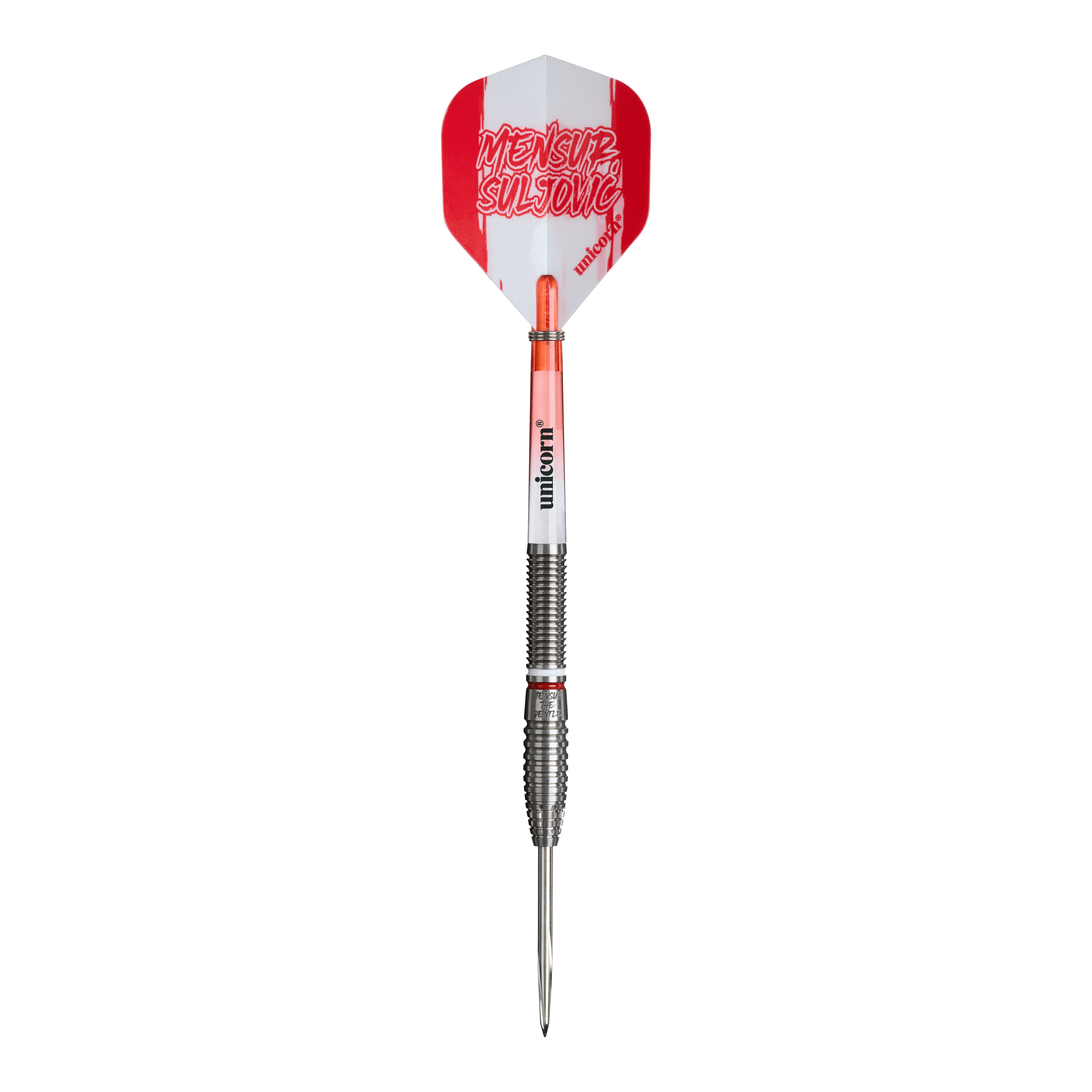 Unicorn Scale Suljovic The Gentle Steeldarts - 23 g Auf diesem Bild sind die Unicorn Mensur Suljovic The Gentle Steeldarts - 23g abgebildet. Die Darts sind für präzises und kontrolliertes Spielen ausgelegt.