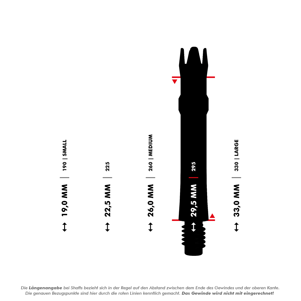 Alberi di ricambio L-Style L-System - Nero trasparente Metallische Ersatzshafts werden in dieser Abbildung gezeigt. Die Shafts sind parallel angeordnet.