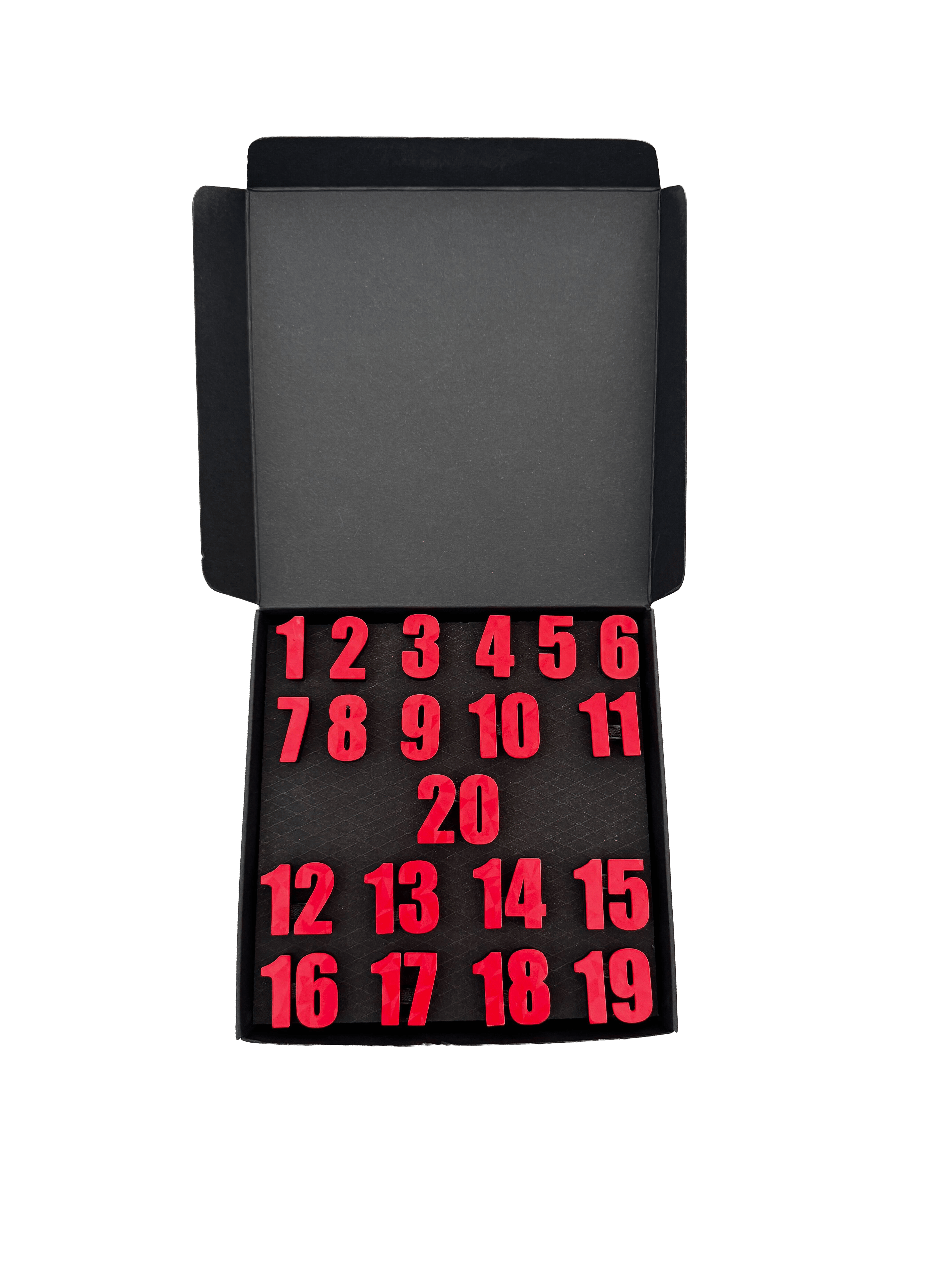 Anelli numerati per freccette McDart / Anello numerato classico Bild zeigt eine Classic-Box in Rot. Die Verpackung ist im klassischen Design gehalten.