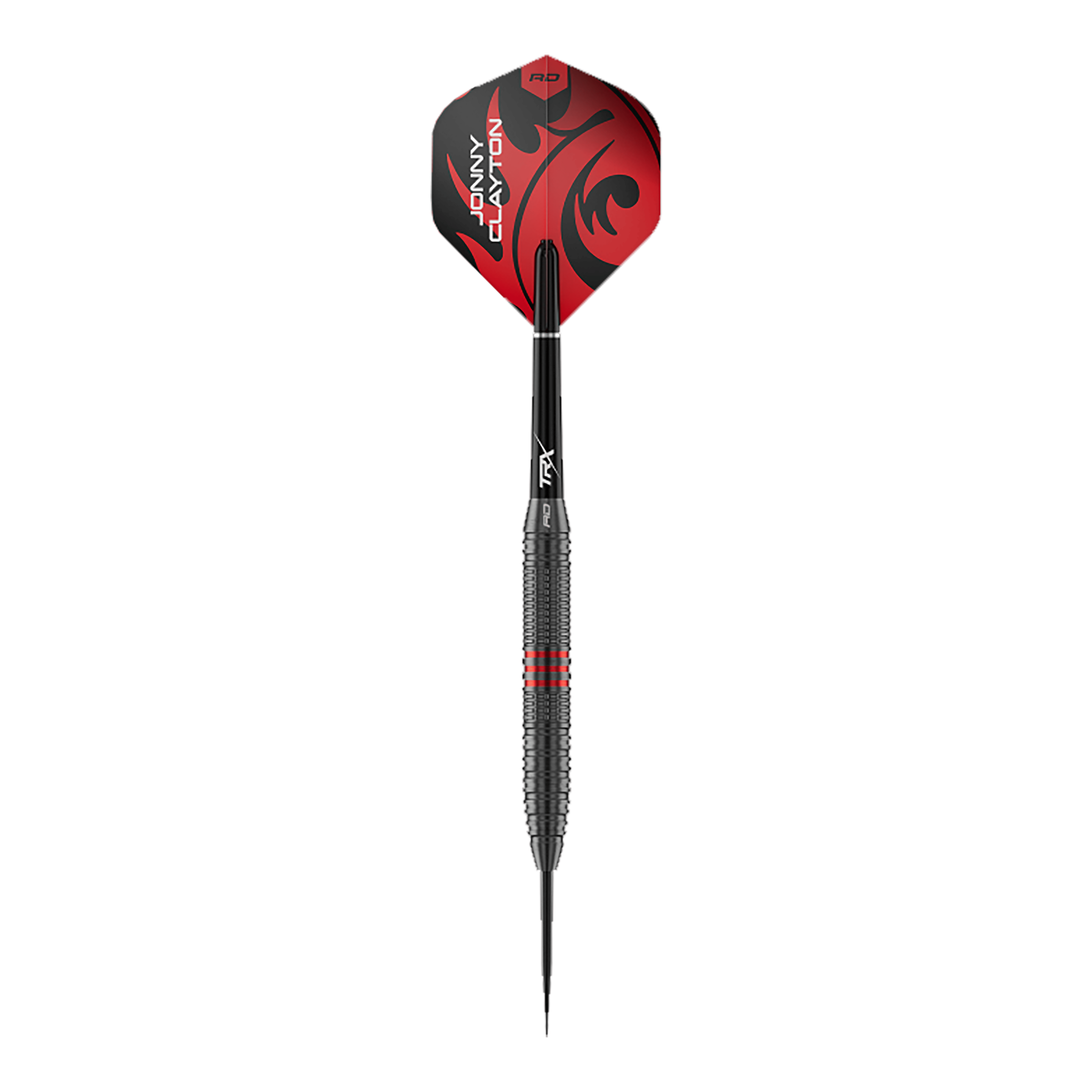 Freccette in acciaio Red Dragon Jonny Clayton Core Brass - 21 g Abgebildet ist ein einzelner Red Dragon Jonny Clayton Core Brass Steeldart mit 21g Gewicht. Der Dart zeigt goldene Akzente und ein markantes Griffdesign.